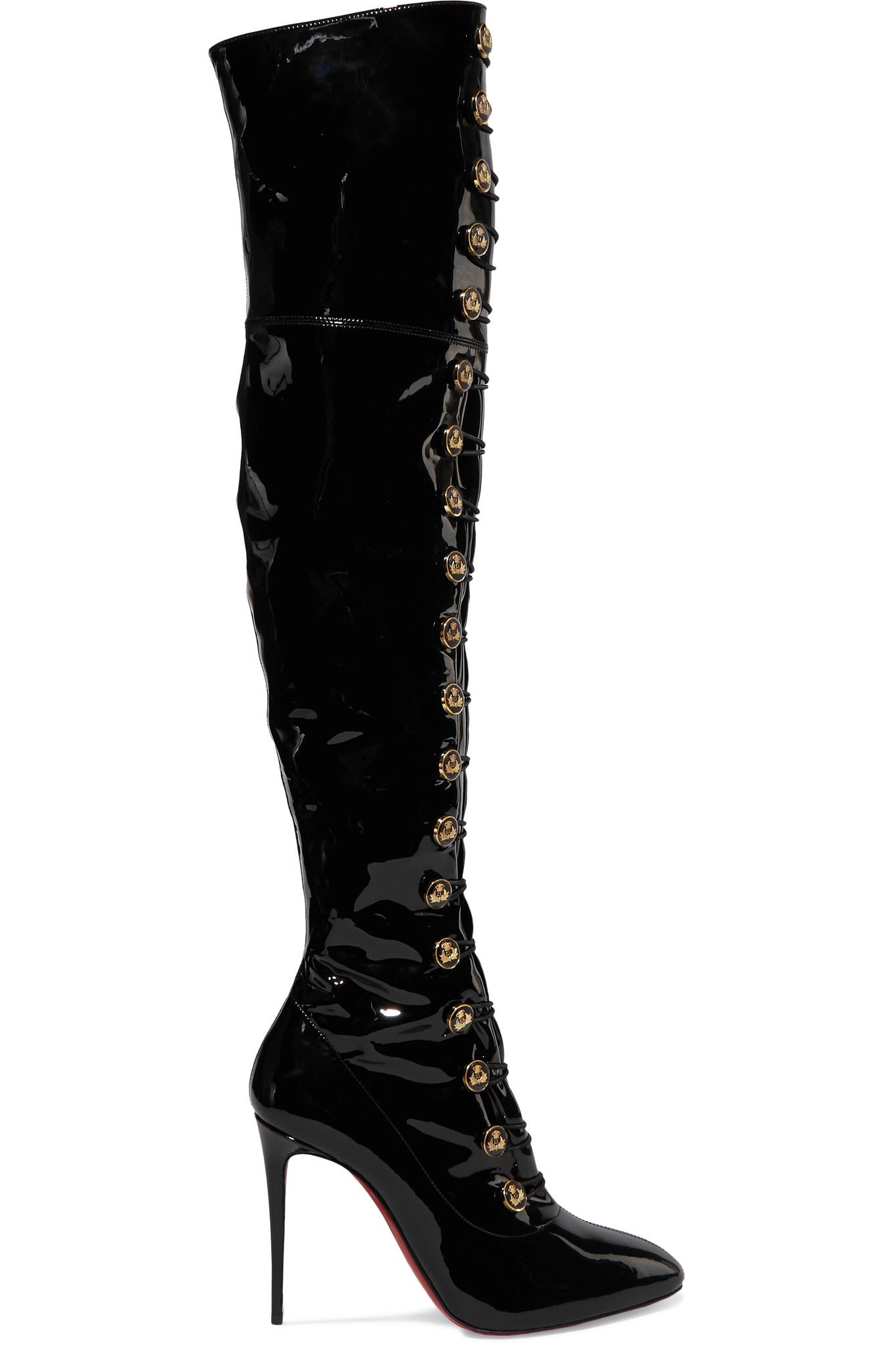 women"s black frenchissima alta 100 patent-leather over-the-knee