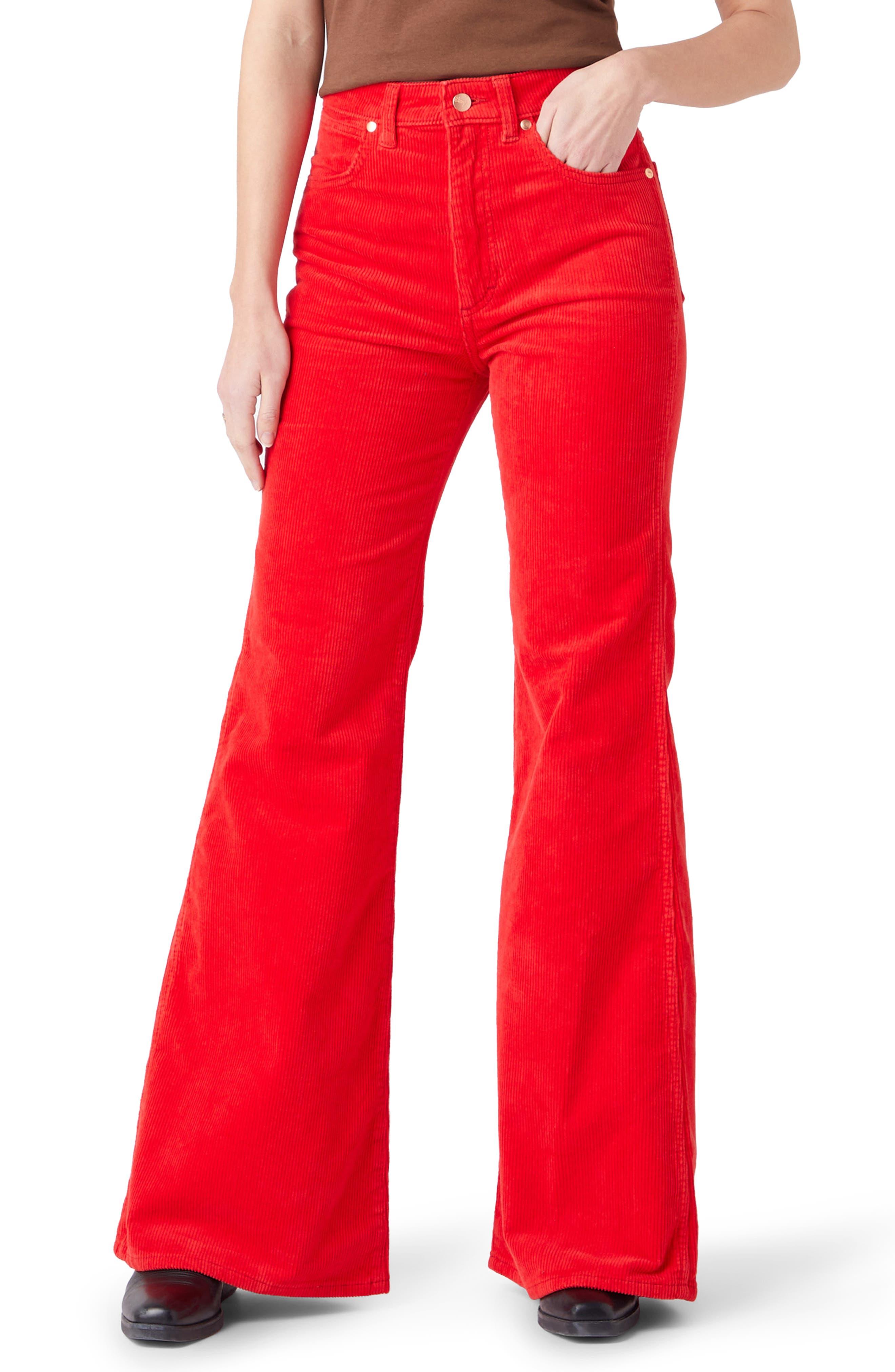 Wrangler Wanderer 622 High Waist Flare Corduroy Jeans In Red Lyst