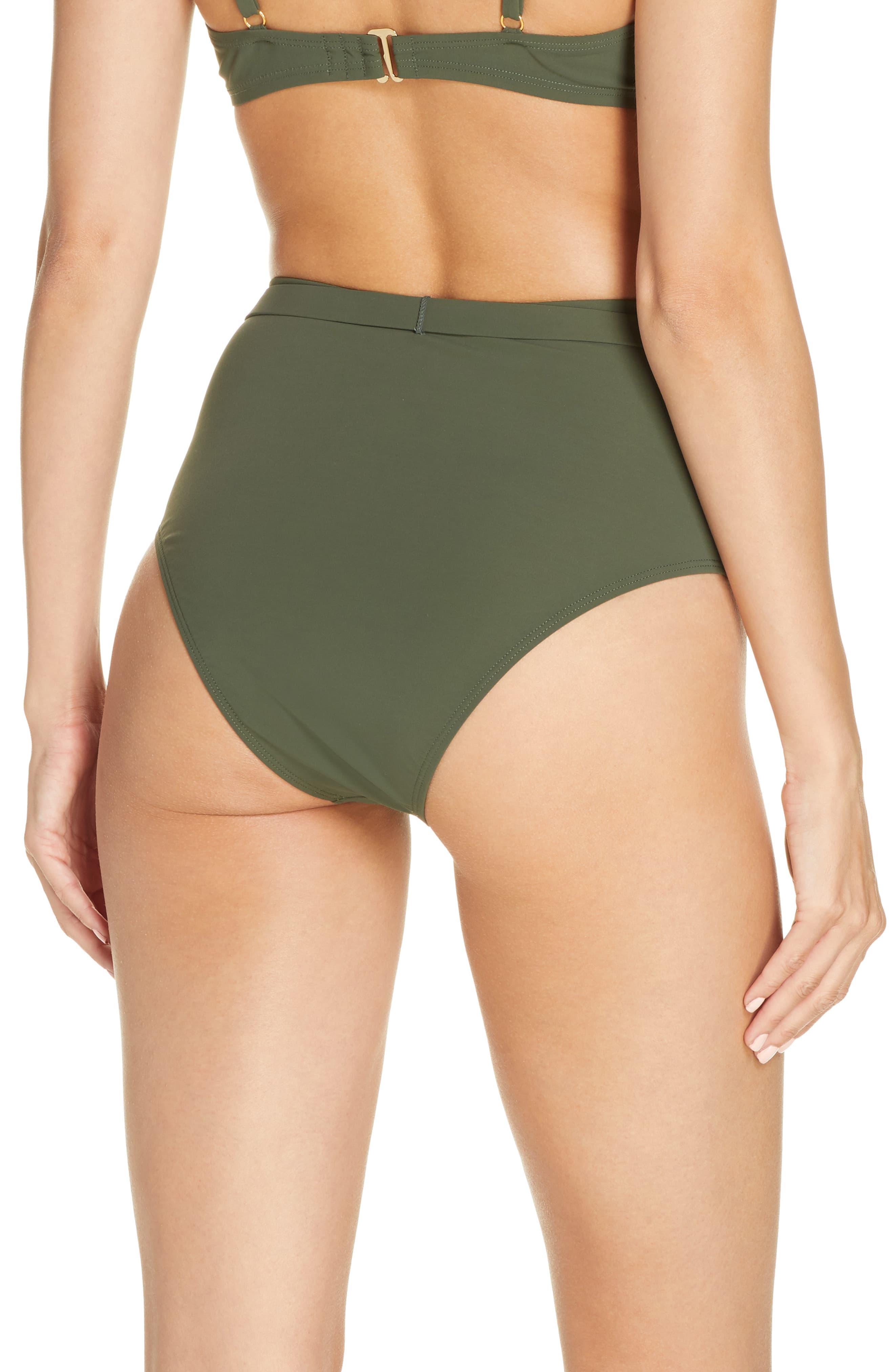 Tory Burch High Waist Bikini Bottoms In Green Olive Green Save 43