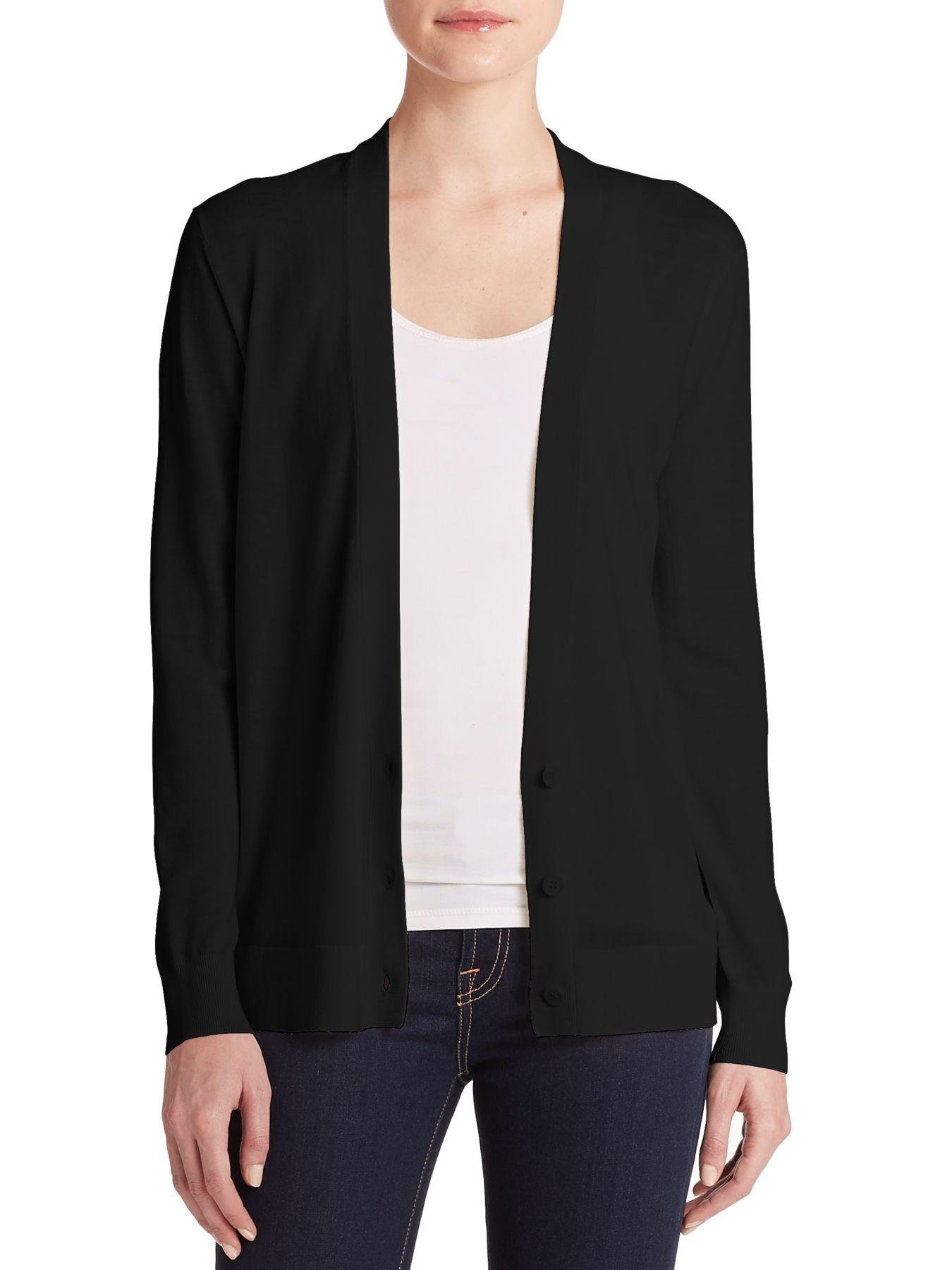 Theory Merino Wool V Neck Cardigan In Black Lyst