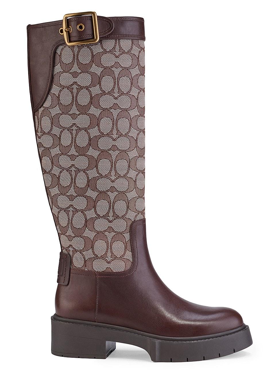 Coach Lilli Monogram Jacquard Knee Length Boots In Brown Lyst