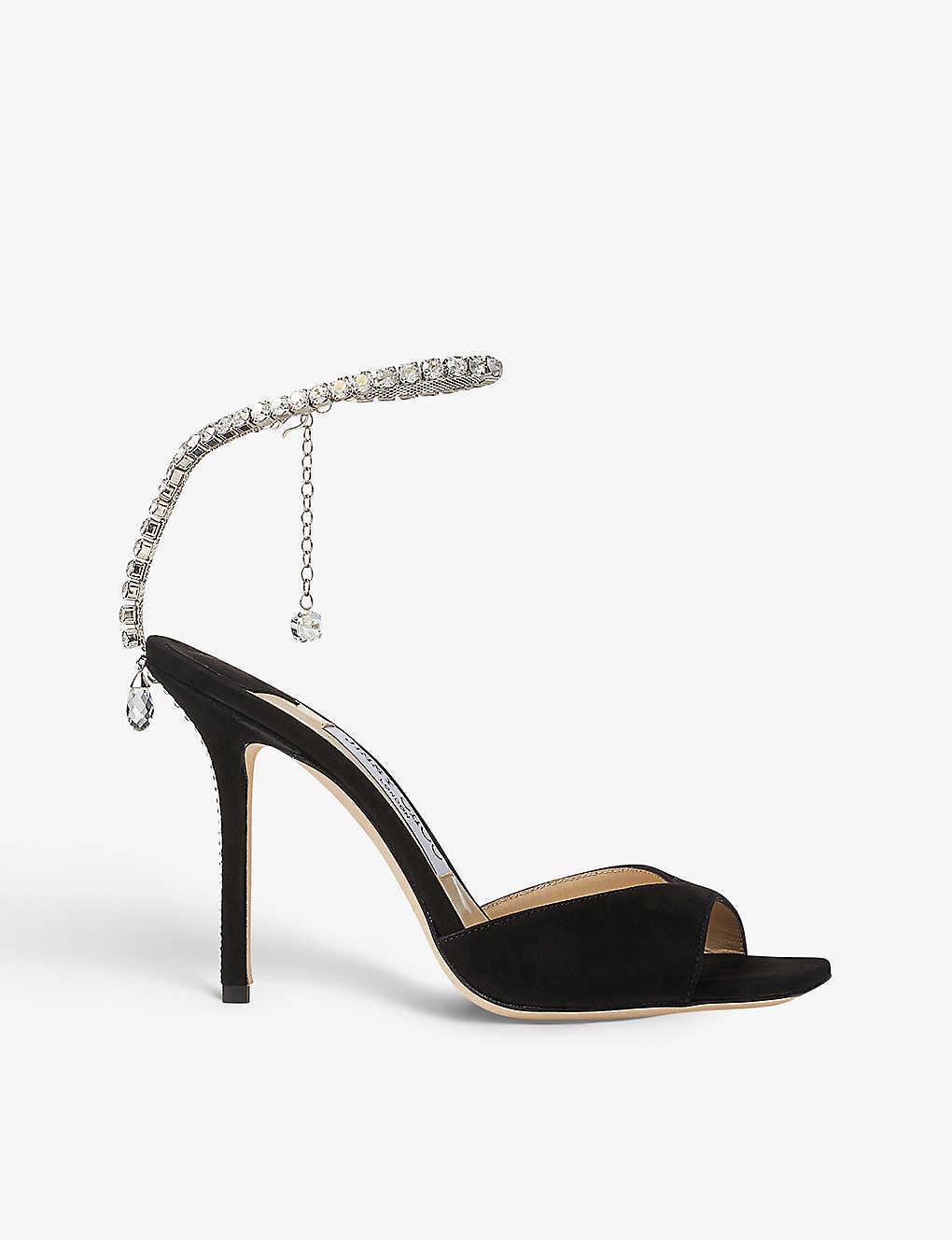 Jimmy Choo Saeda Crystal Embellished Suede Courts In White Lyst