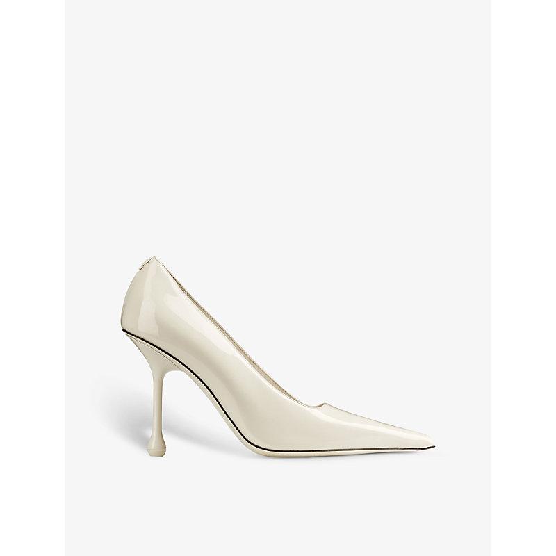 Jimmy Choo Ixia 95 Pointed Toe Patent Leather Heeled Courts In White Lyst