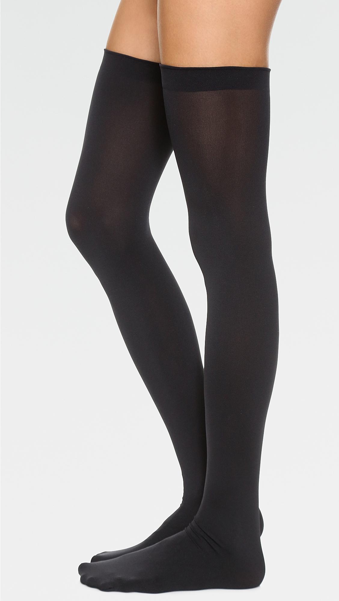 Wolford Synthetic Fatal Seamless Stay Up Tights In Black Lyst