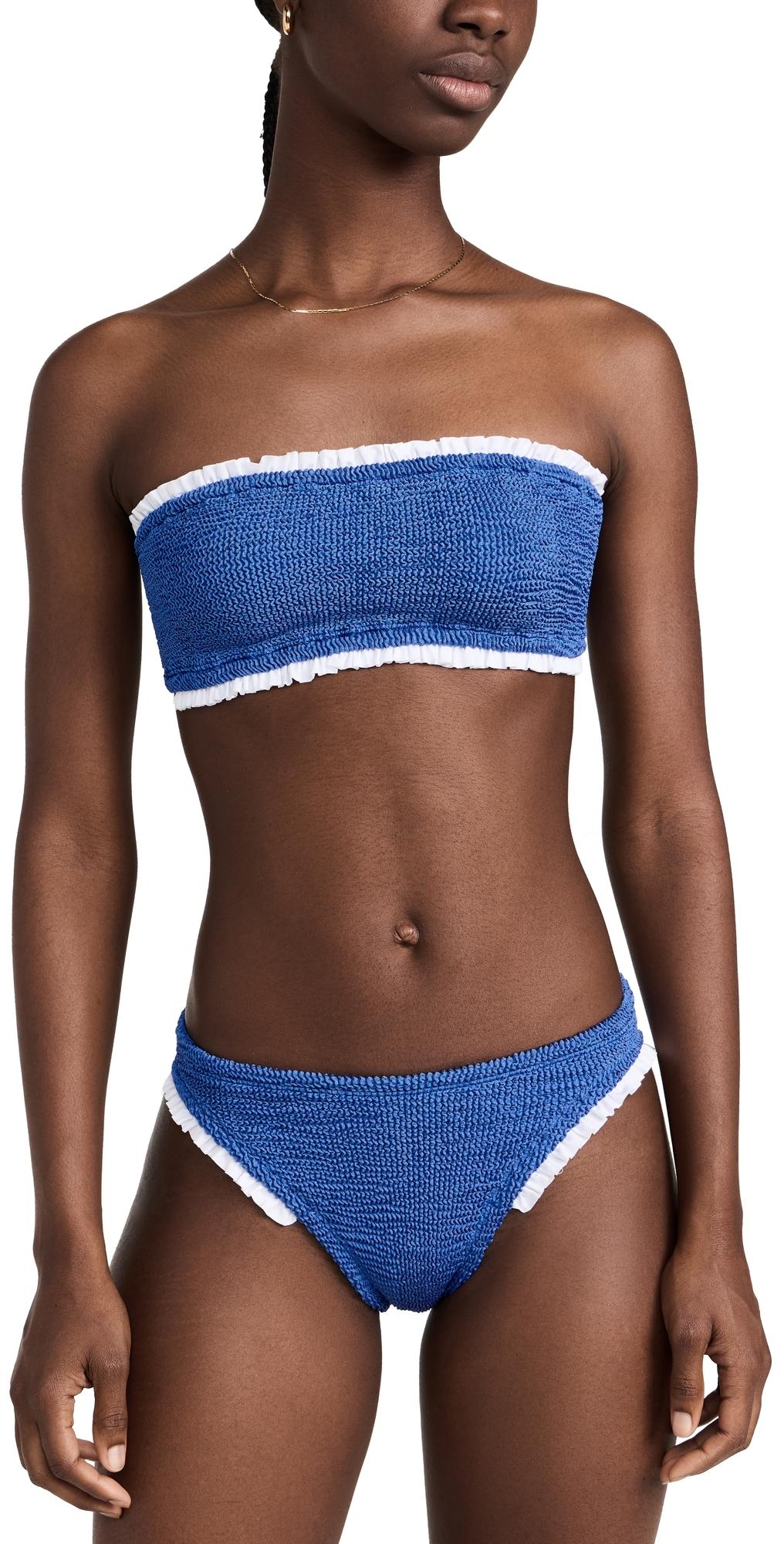 Hunza G Tracey Frill Bikini Set In Blue Lyst