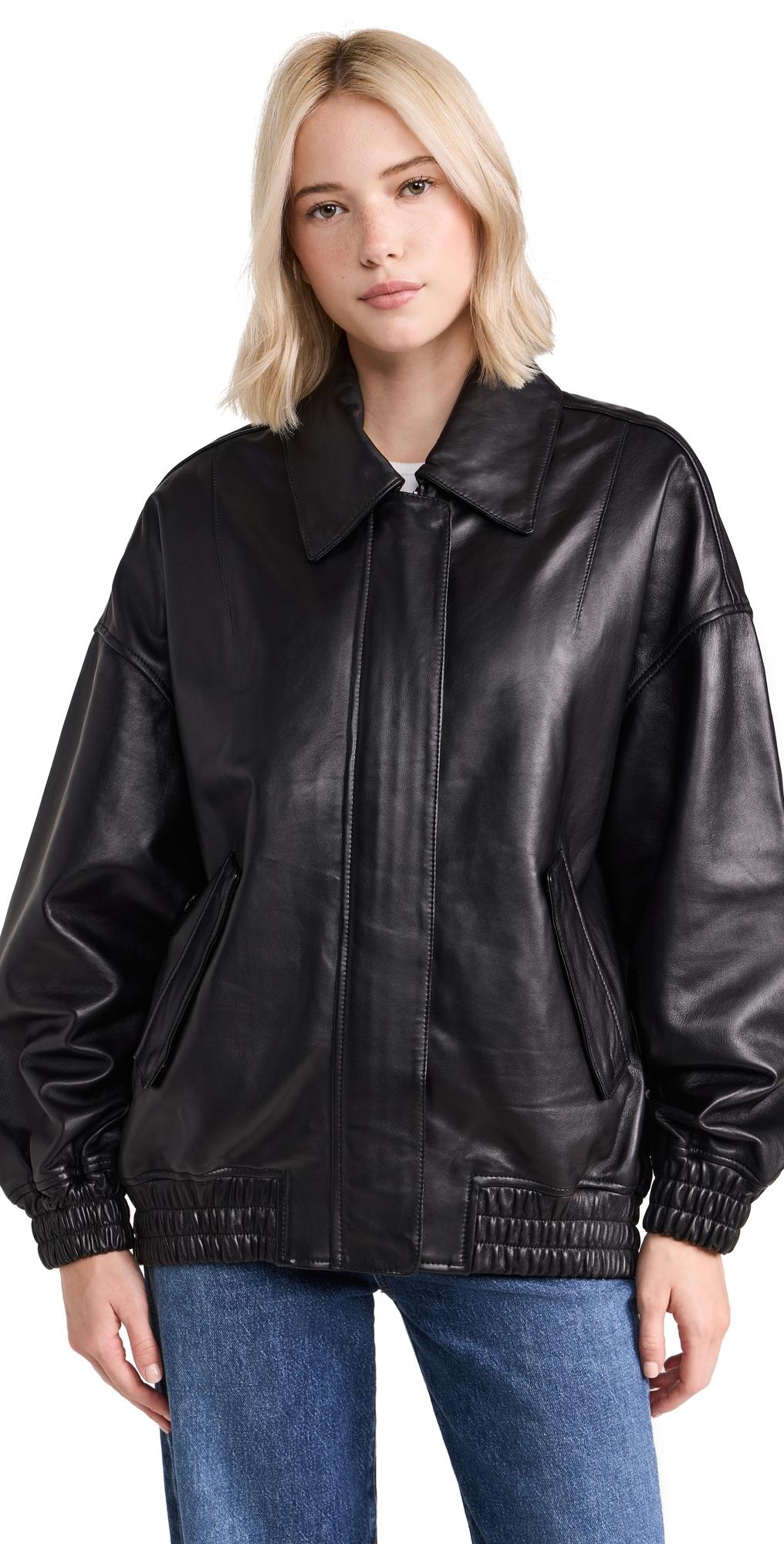 fashionable Agolde Ava Leather Bomber Jacket in Black Lyst