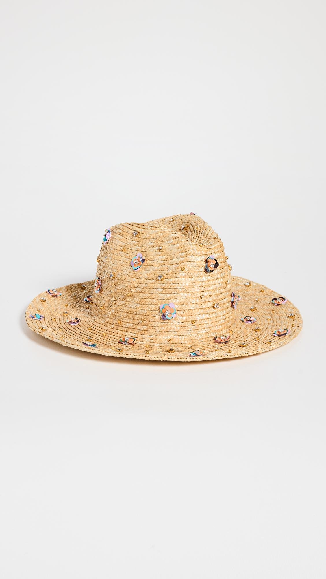 Lele Sadoughi Zinnia Embellished Straw Hat In White Lyst