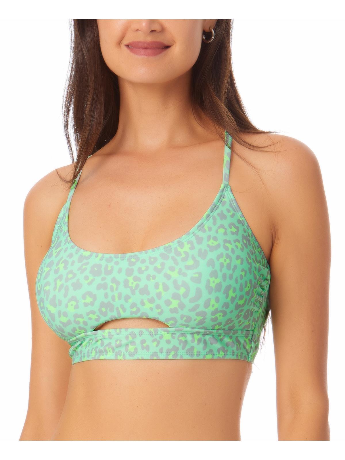 California Waves Juniors Cut Out Lace Up Back Bikini Swim Top In Green