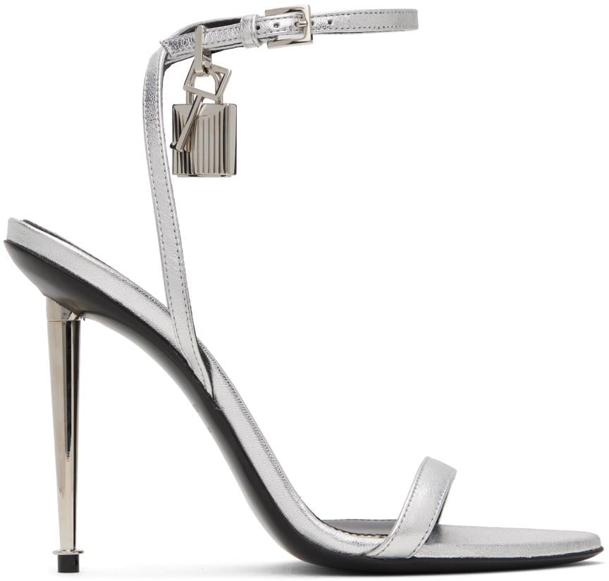 Tom Ford Padlock Pointy Naked Heeled Sandals In White Lyst