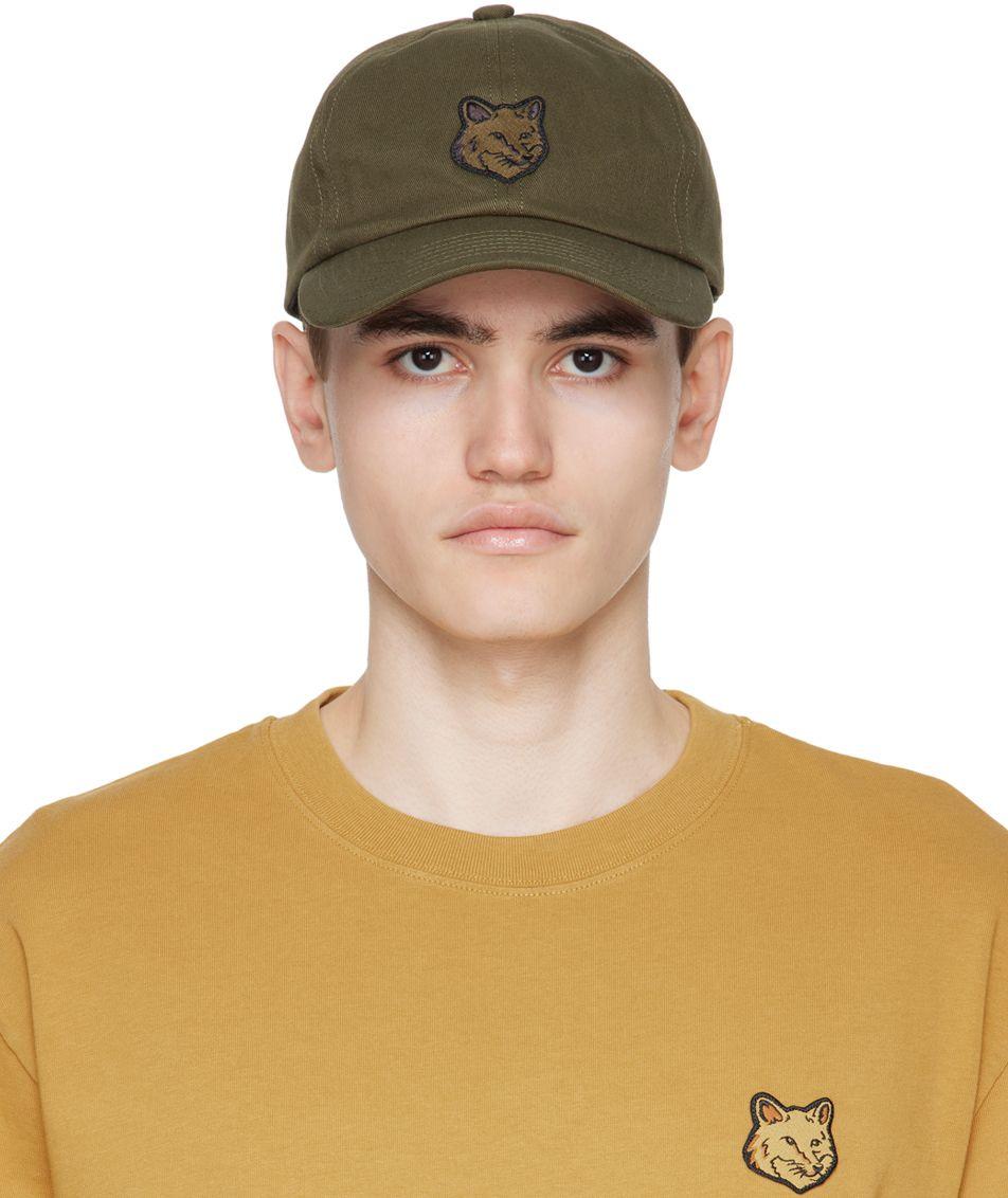 Maison Kitsun Khaki Bold Fox Head Patch Cap In Green For Men Lyst