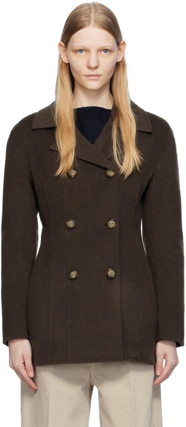 2018 store TOTEME Toteme Brown Structured waist Jacket in Black Lyst