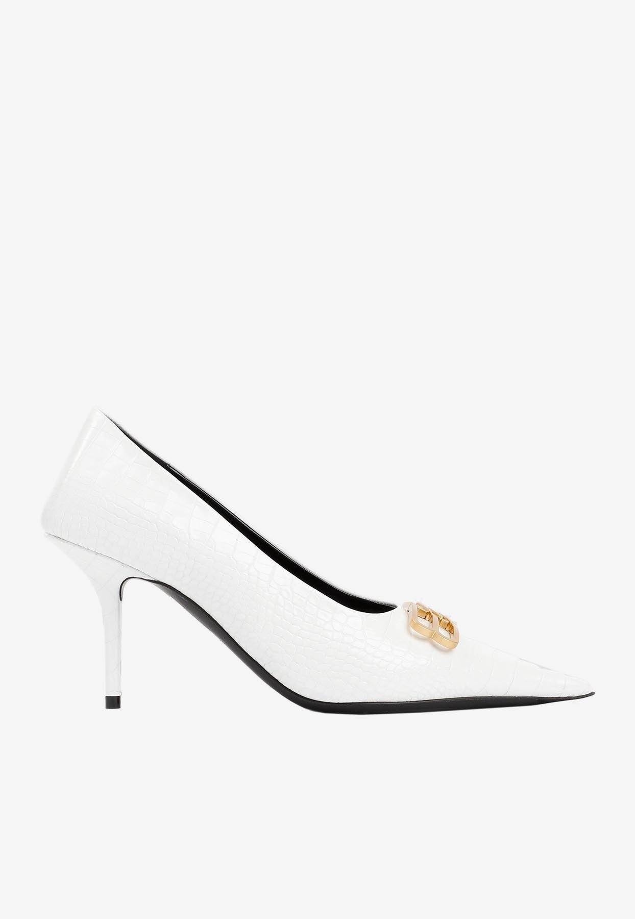 Balenciaga Square Knife Bb Pumps In Leather In White Lyst