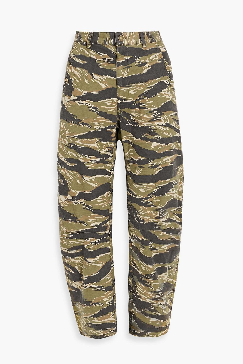 Nili Lotan Emerson Camouflage Cotton Cargo Pants In Green Lyst