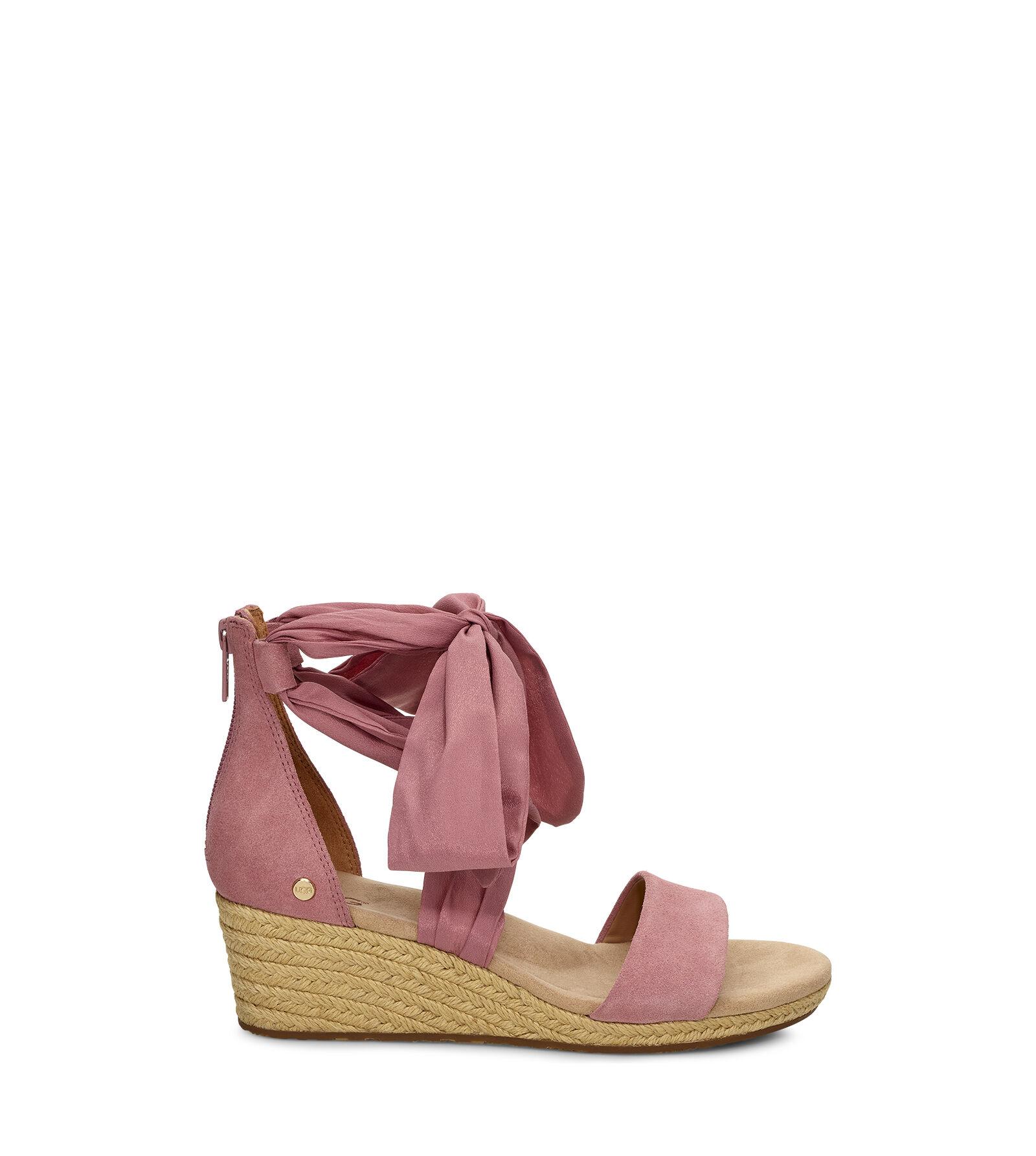 Ugg Wedge Sandals Trina Suede Textile Rose In Pink Lyst Uk