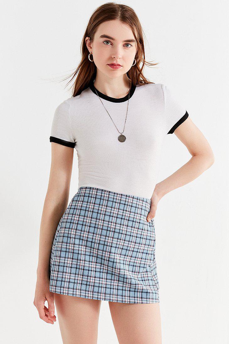 Urban Outfitters Uo Plaid Pelmet Mini Skirt In Blue Lyst