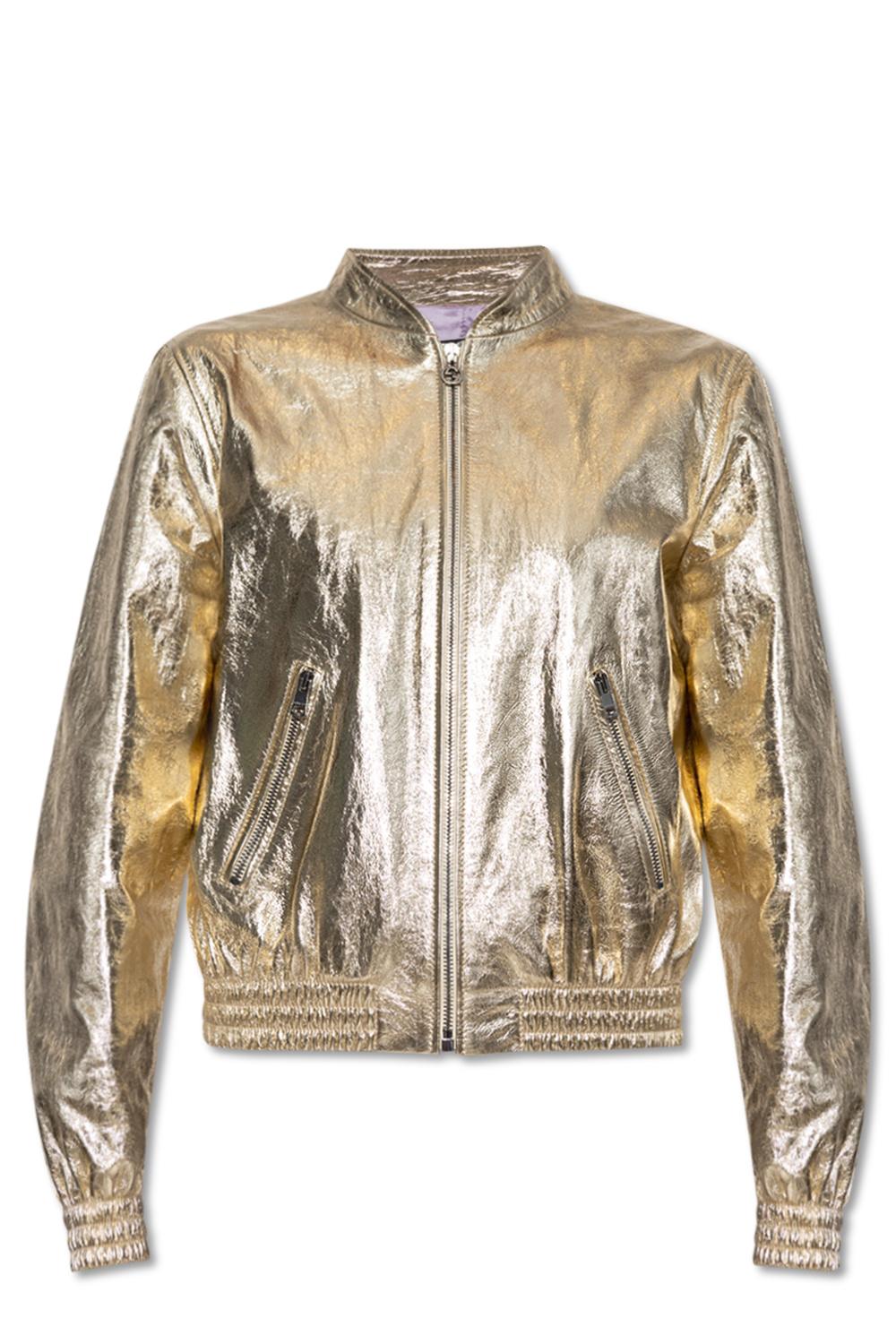 happy shopping Gucci Leather Bomber Jacket in Metallic Lyst UK