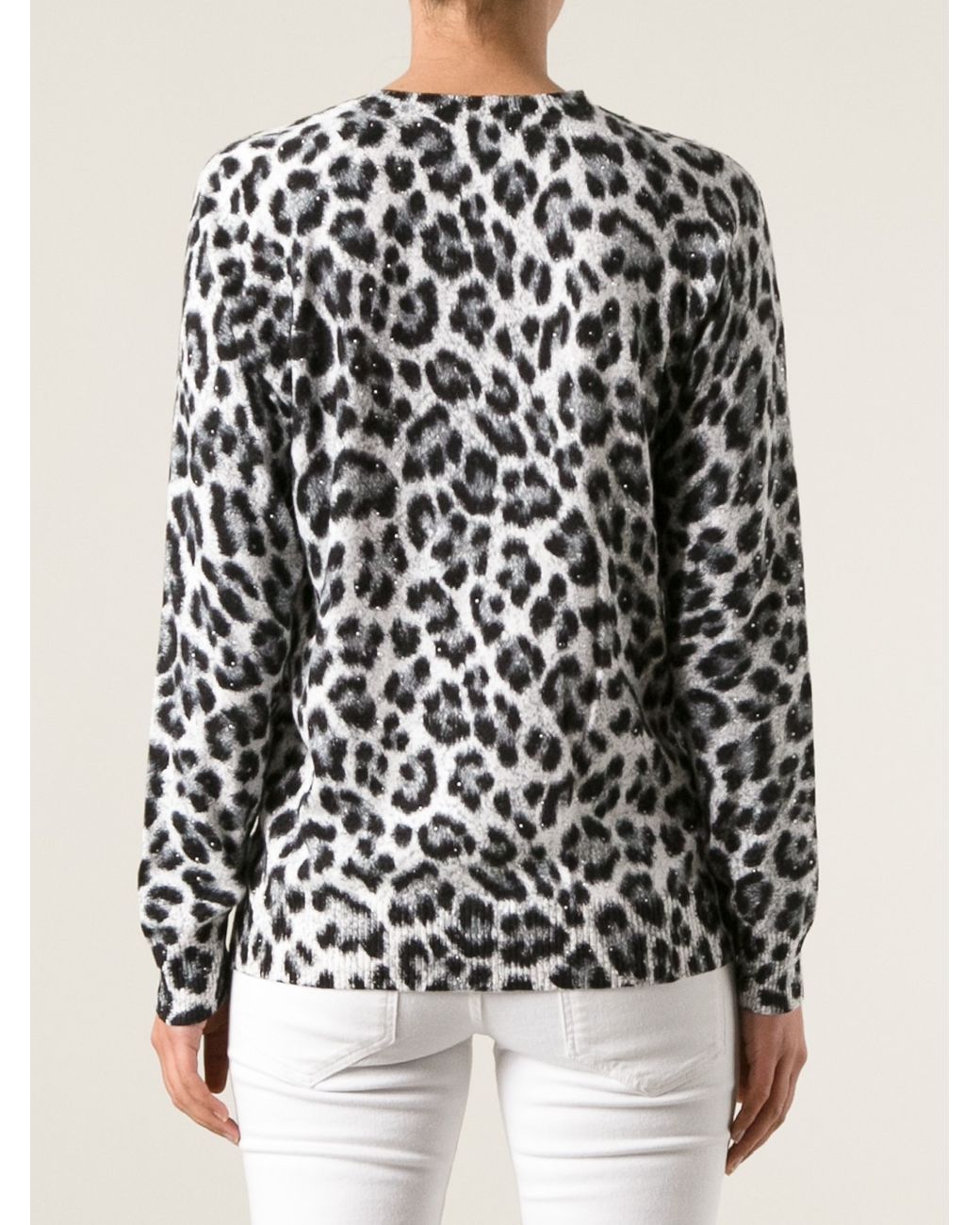 MICHAEL Michael Kors Leopard Print Sweater in Black | Lyst