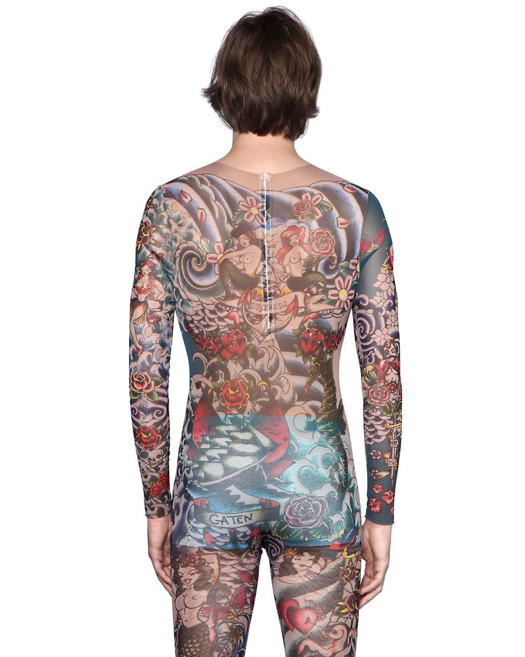 DSquared² Tattoo Printed Sheer Tulle Jumpsuit for Men | Lyst