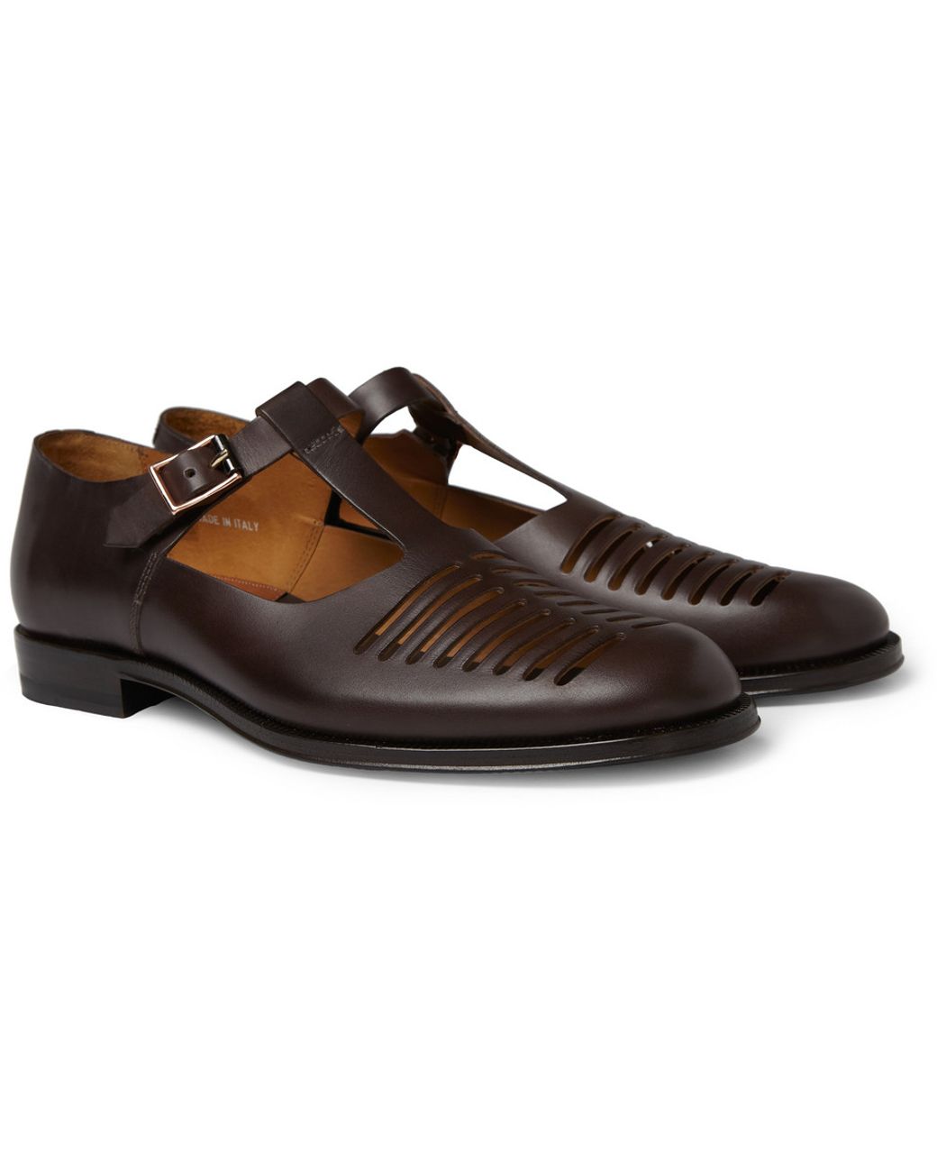 Paul Smith Oskar Cutout Leather Sandals in Brown for Men | Lyst