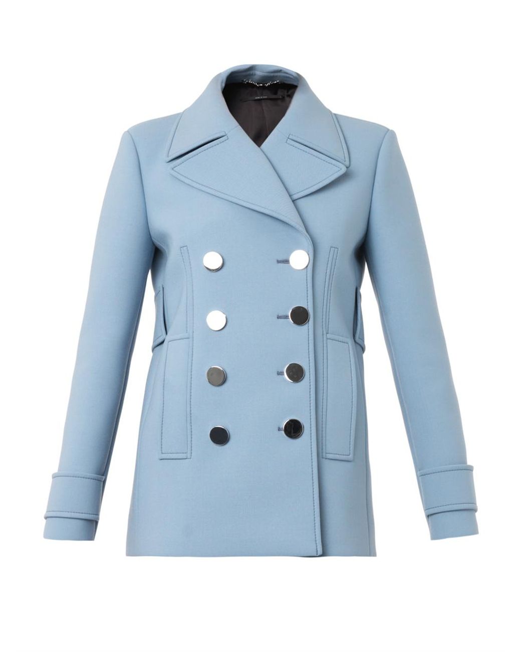 Gucci Neoprenewool Pea Coat in Blue | Lyst