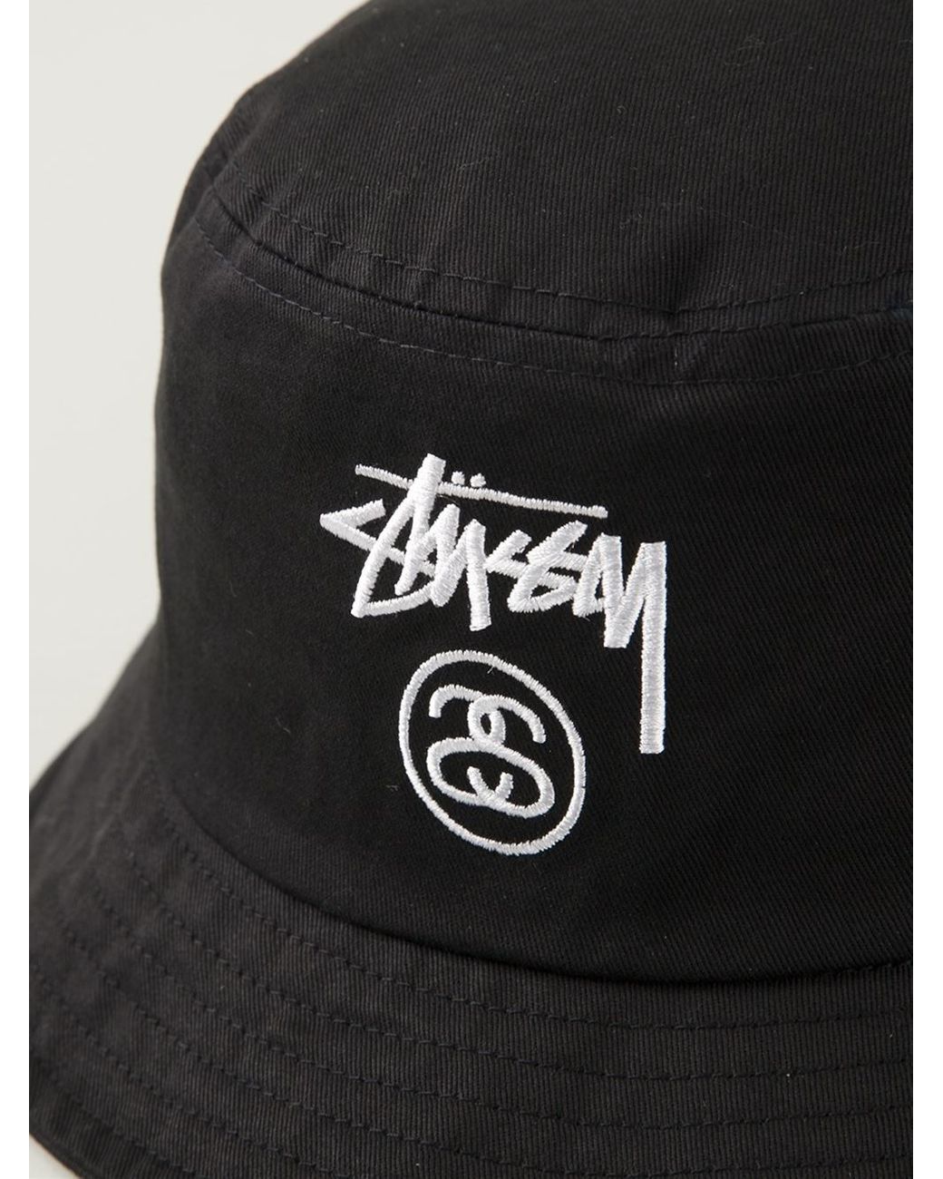 Stussy Logo Embroidered Bucket Hat in Black for Men | Lyst