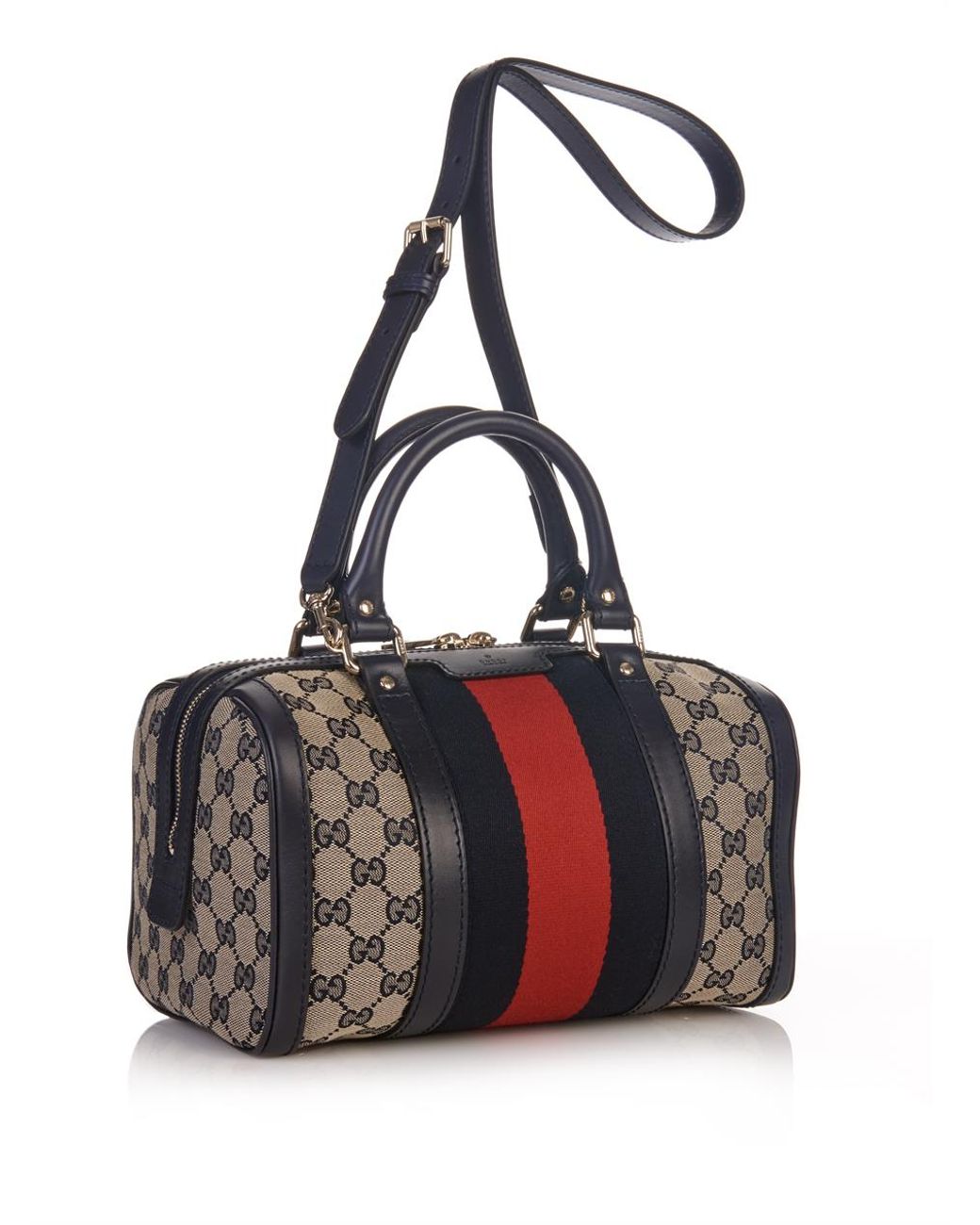 Gucci Vintage Web GG Canvas Mini Bowling Bag in Blue Lyst