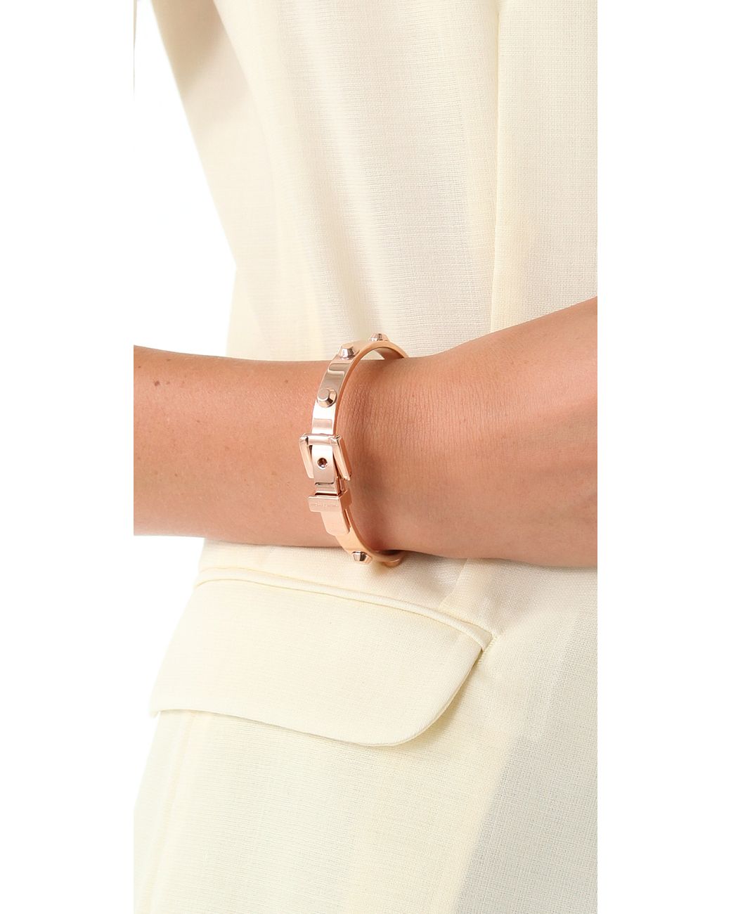 michael kors belt bangle rose gold selma large block leather - Marwood  VeneerMarwood Veneer