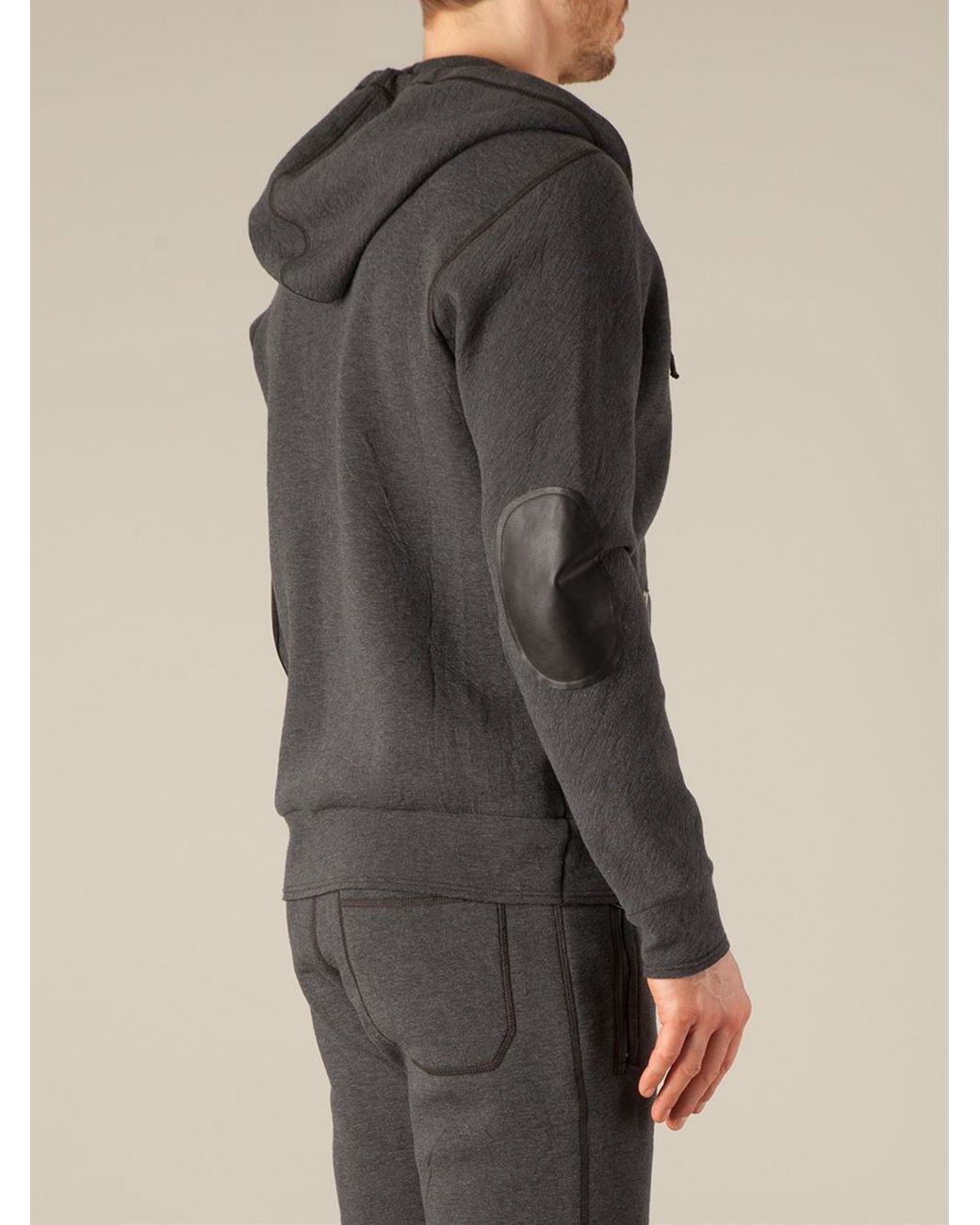 Lanvin Elbow Patch Hoodie in Gray for Men | Lyst