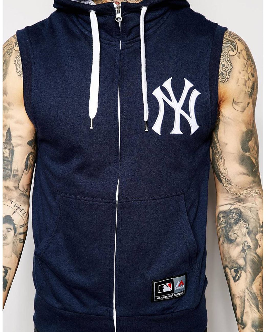 MLB New York Yankees 3D Sleeveless Zip Hoodie - USALast