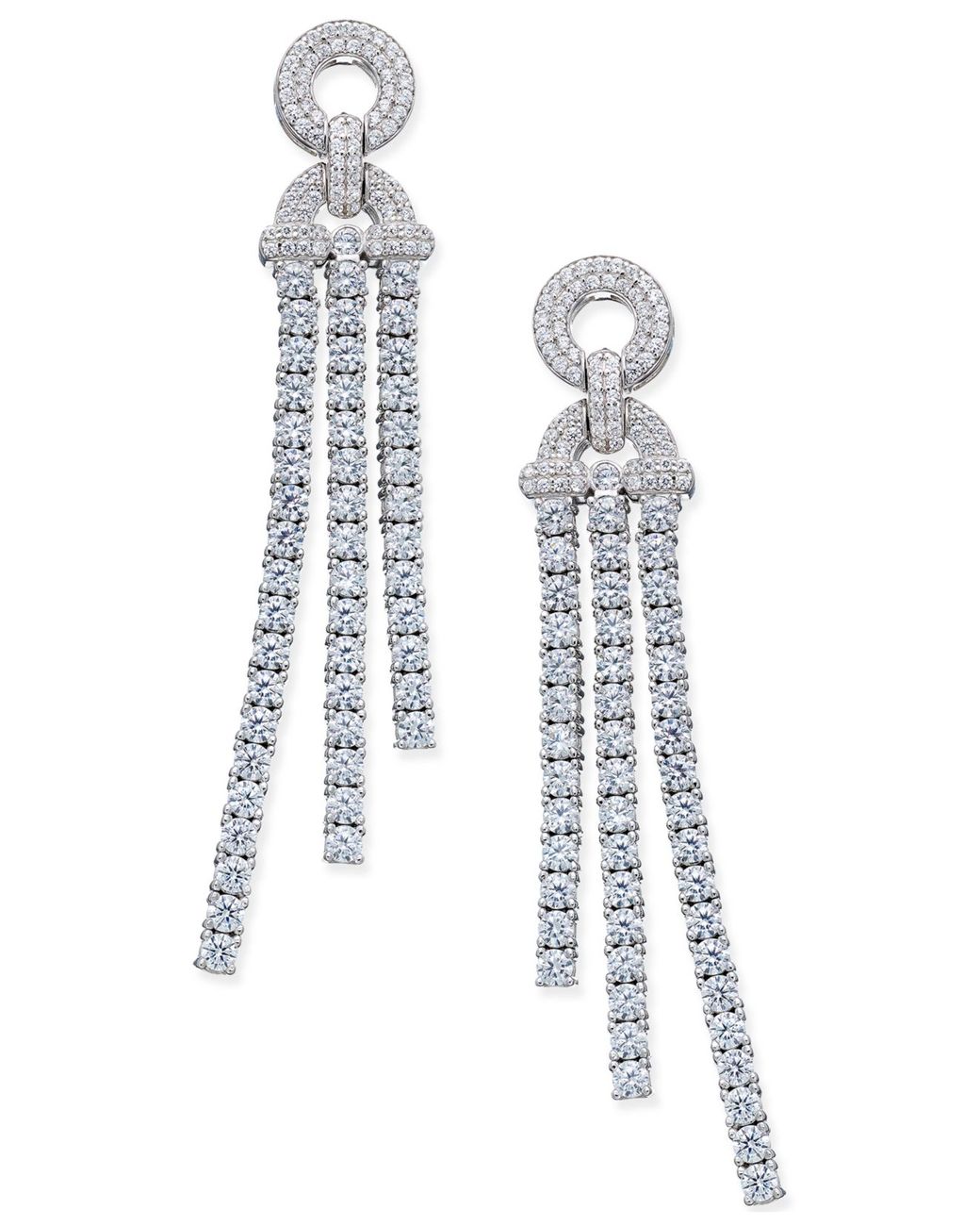Macy's Diamond Dangle Drop Earrings (5 Ct. .) In 14k White Gold in  Metallic | Lyst
