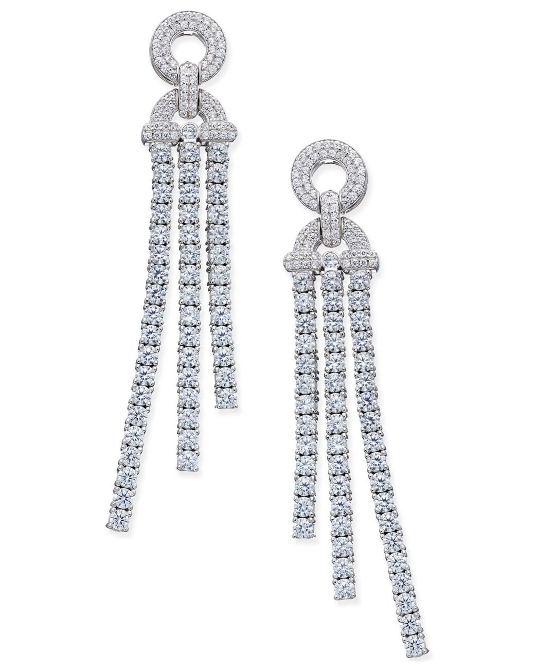 Macy's Diamond Dangle Drop Earrings (5 Ct. .) In 14k White Gold in  Metallic | Lyst