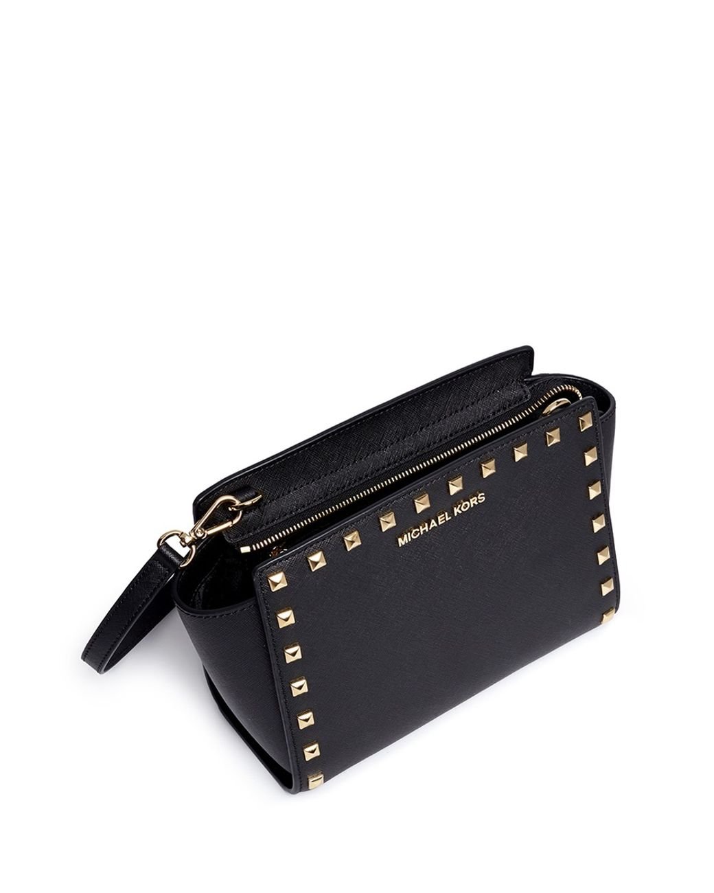 MICHAEL Michael Kors Black Leather Medium Selma Crossbody Bag