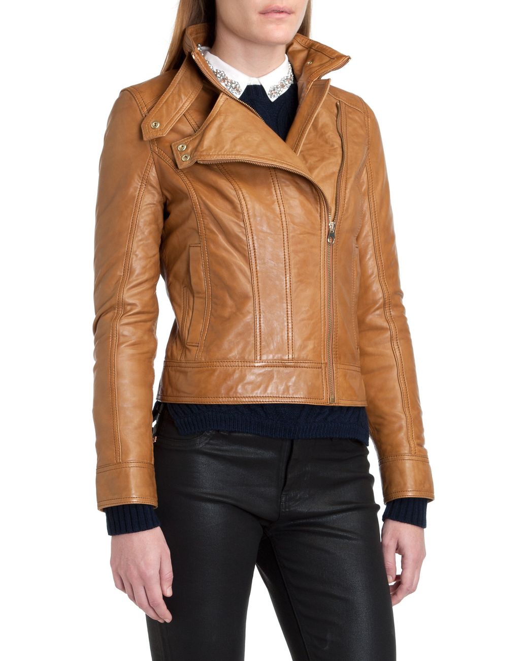 ted baker leather jacket rose gold zip