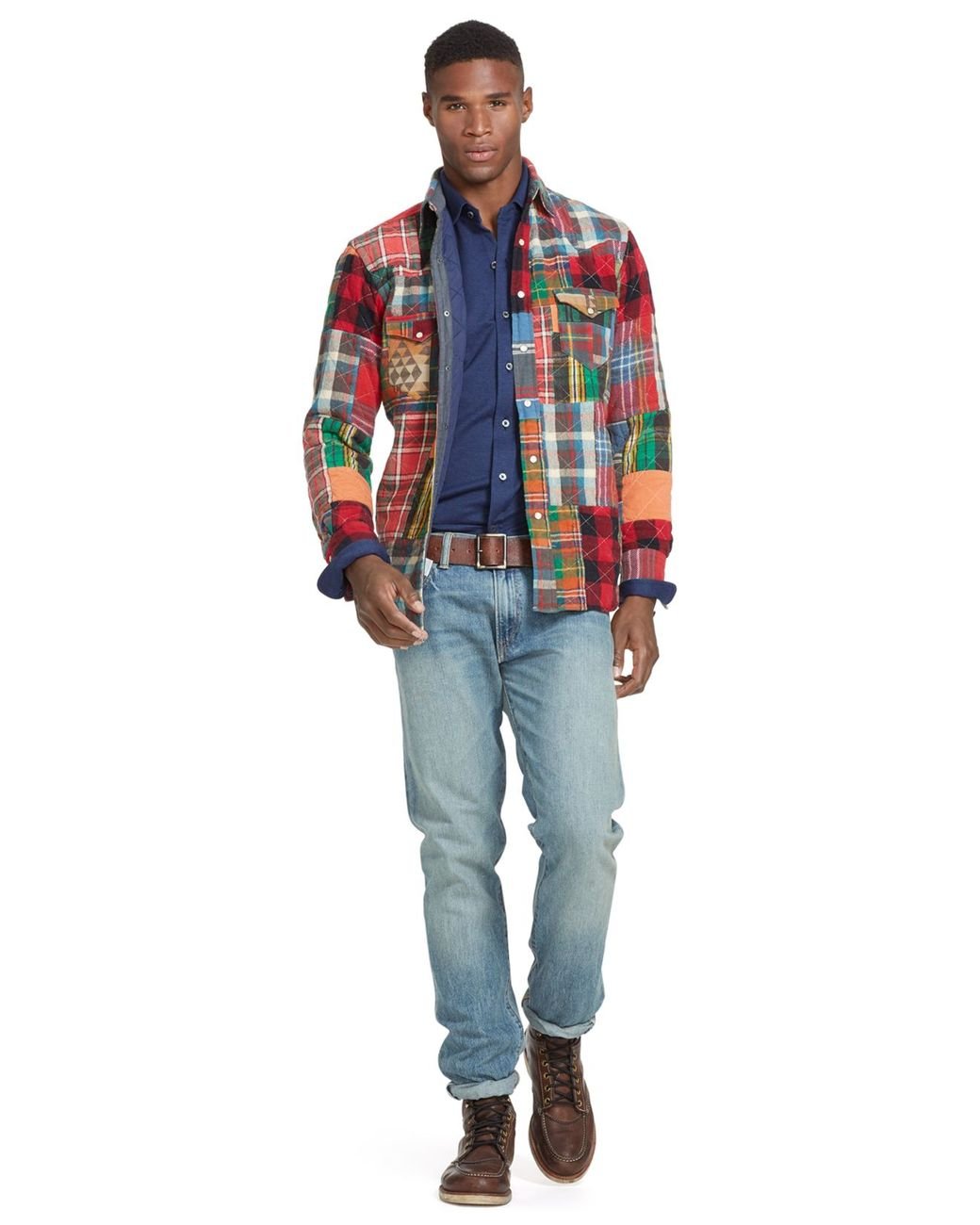 Polo Ralph Lauren Patchwork Flannel Western Shirt for Men | Lyst