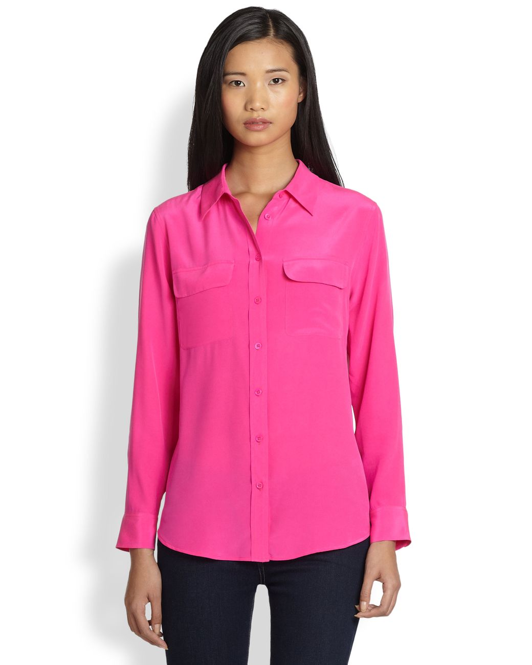 Equipment Slim Signature Silk Shirt in Pink | Lyst
