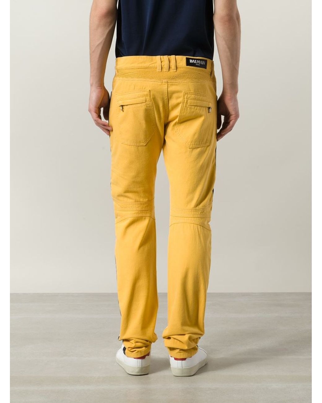 Balmain Pokemon Monogram Denim Pants in Yellow for Men