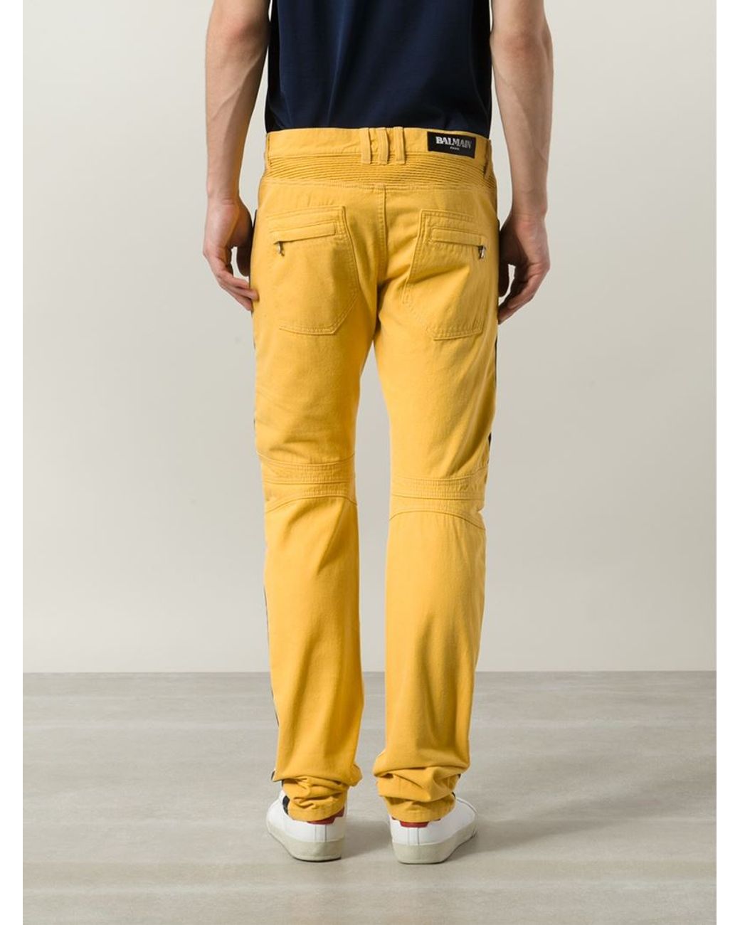Balmain Straight Leg Biker Jeans in 