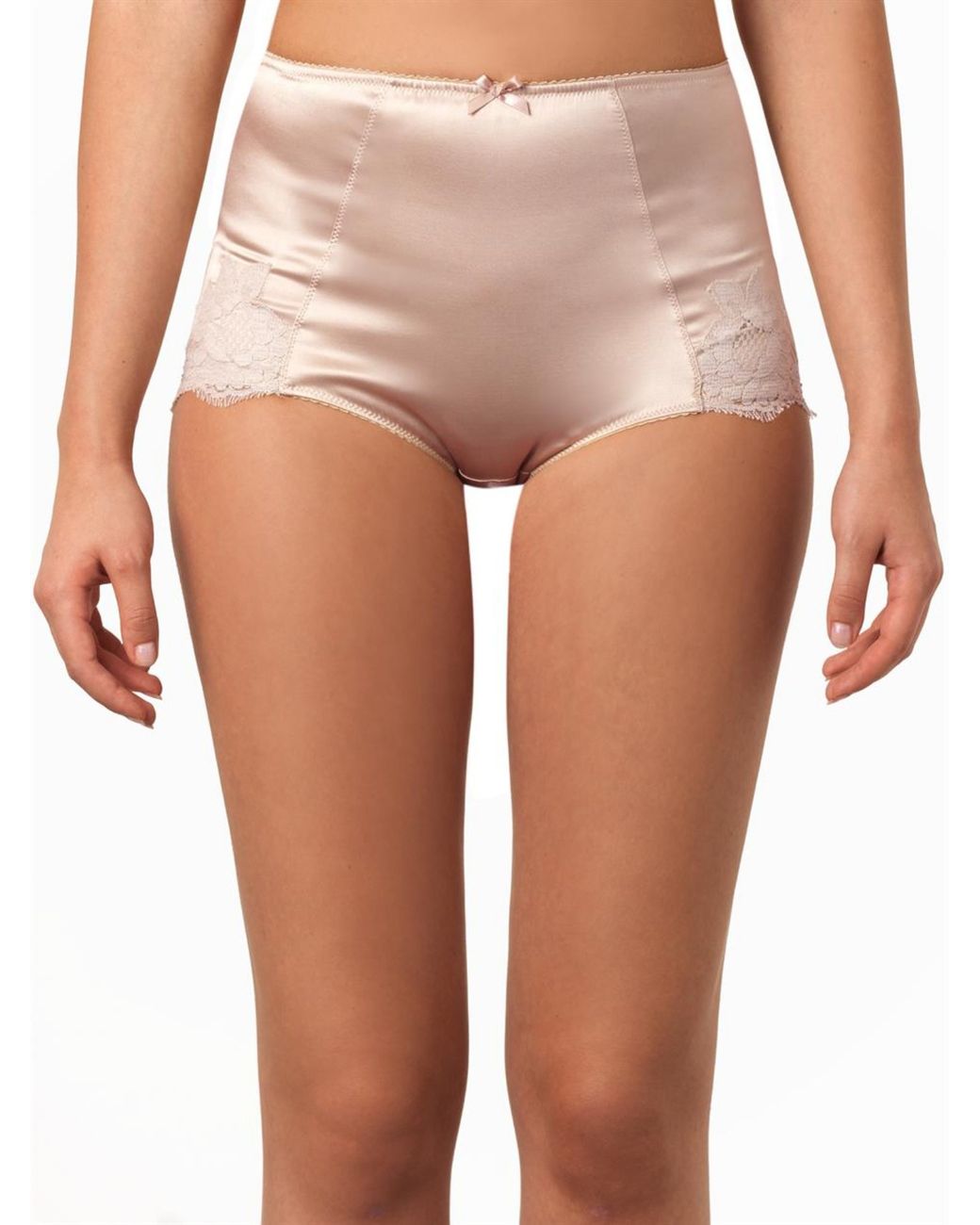 Dolce & Gabbana Satin And Lace High-waisted Briefs in Natural