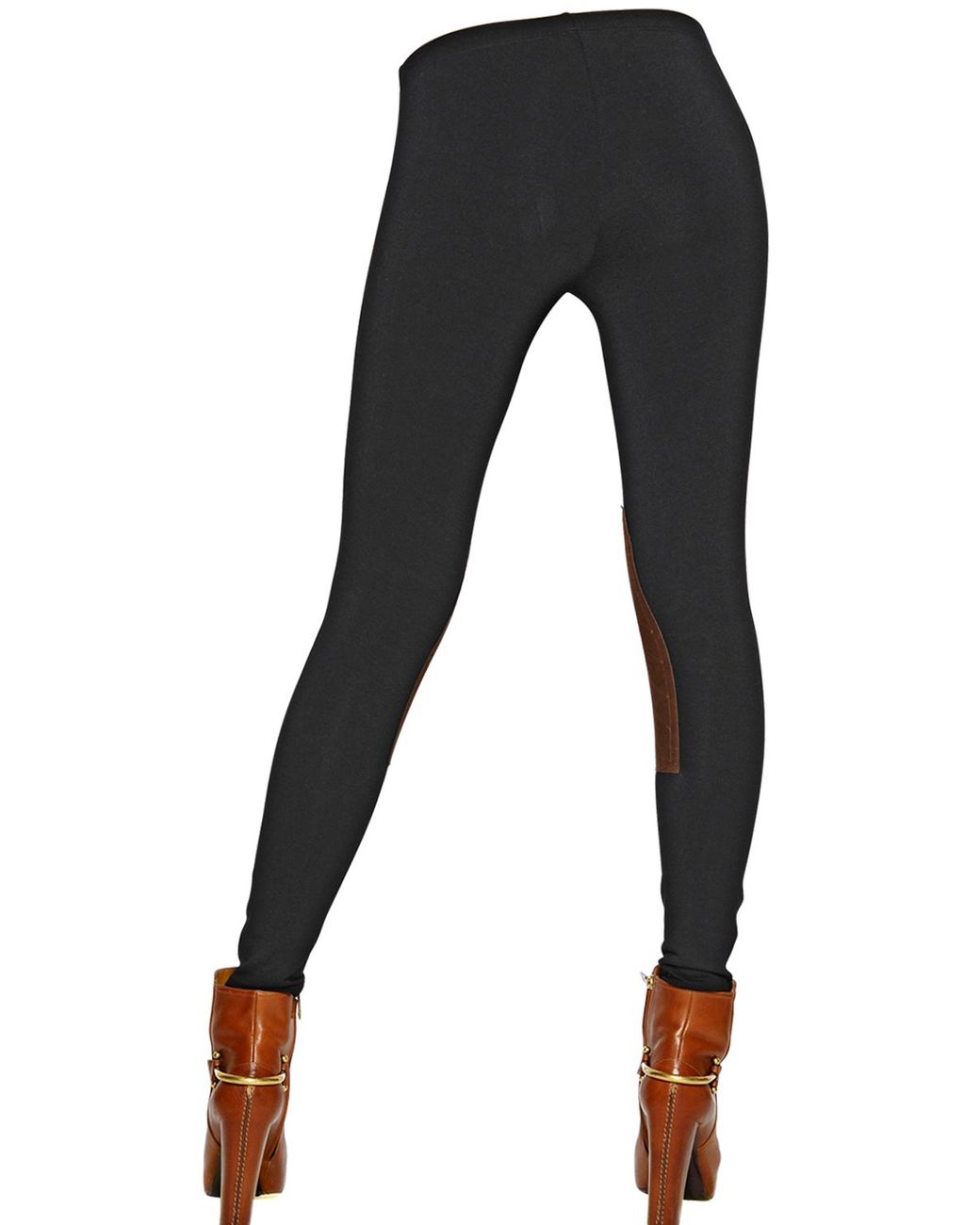 Polo Ralph Lauren Jodhpur Cotton Jersey & Leather Leggings in Black | Lyst