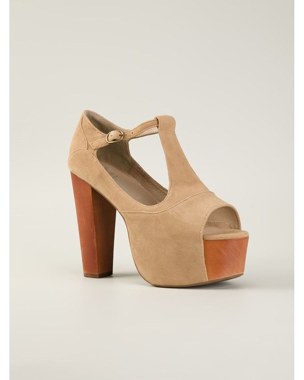 Jeffrey Campbell 'foxy Wood' Platform Sandals in Natural | Lyst