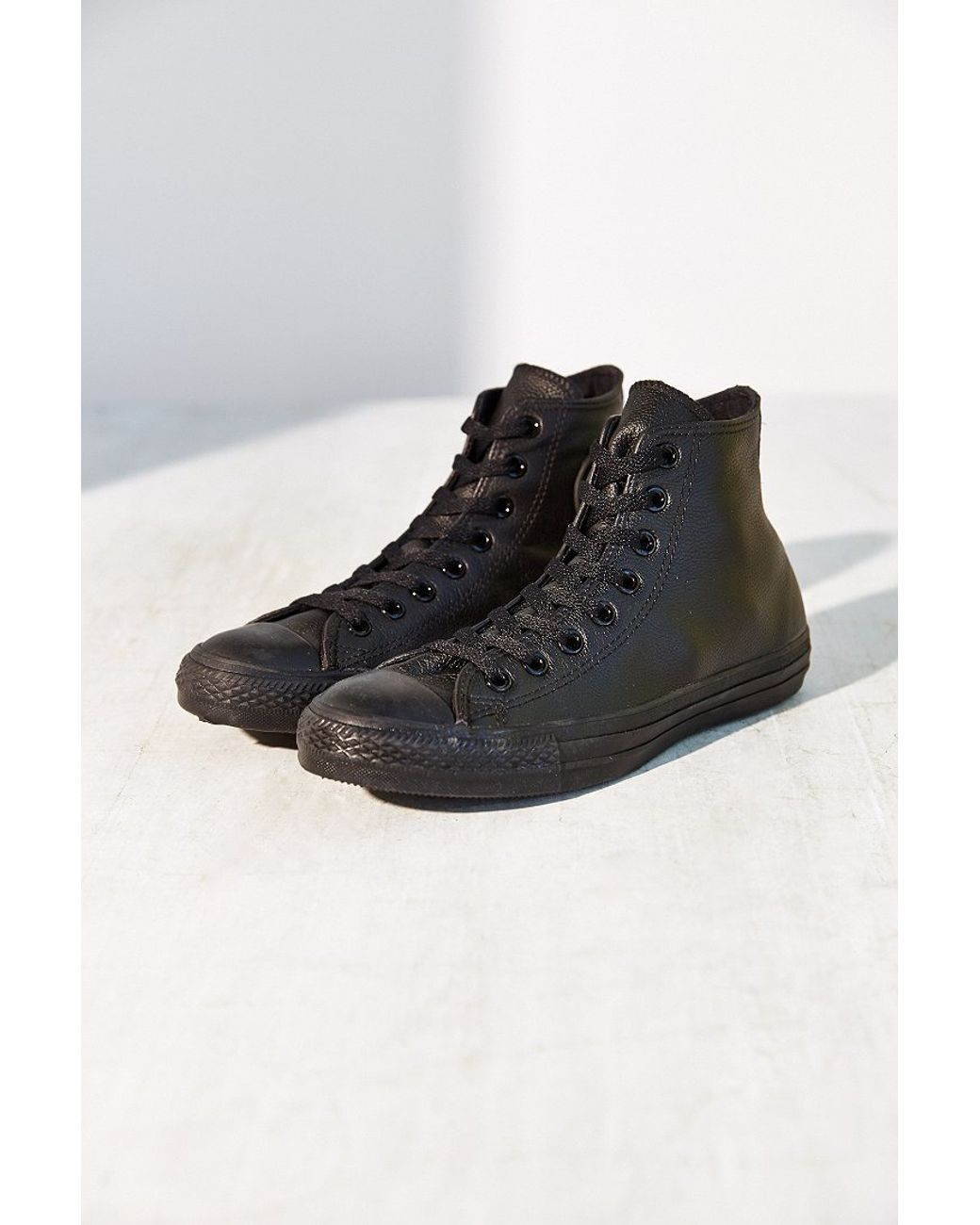 kedel Bekostning I stor skala Converse Chuck Taylor All Star Leather High Top Sneaker in Black | Lyst