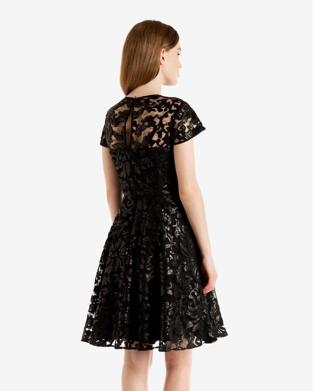Ted Baker Sequin Floral Lace Dress in Black | Lyst