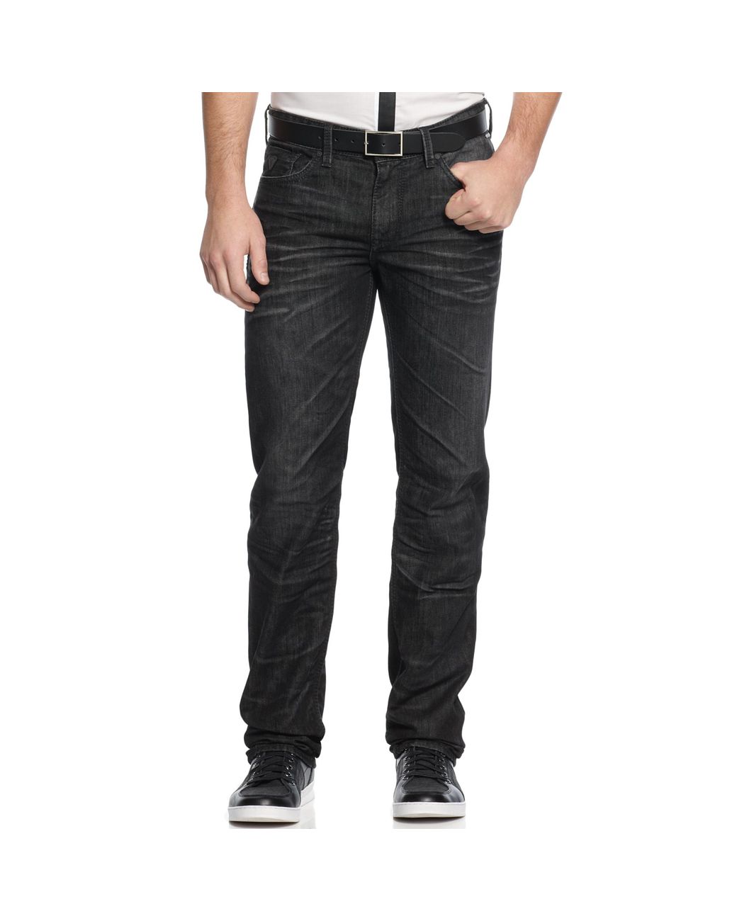 Guess Lincoln Slim Straight-fit Jeans in Black for Men | Lyst