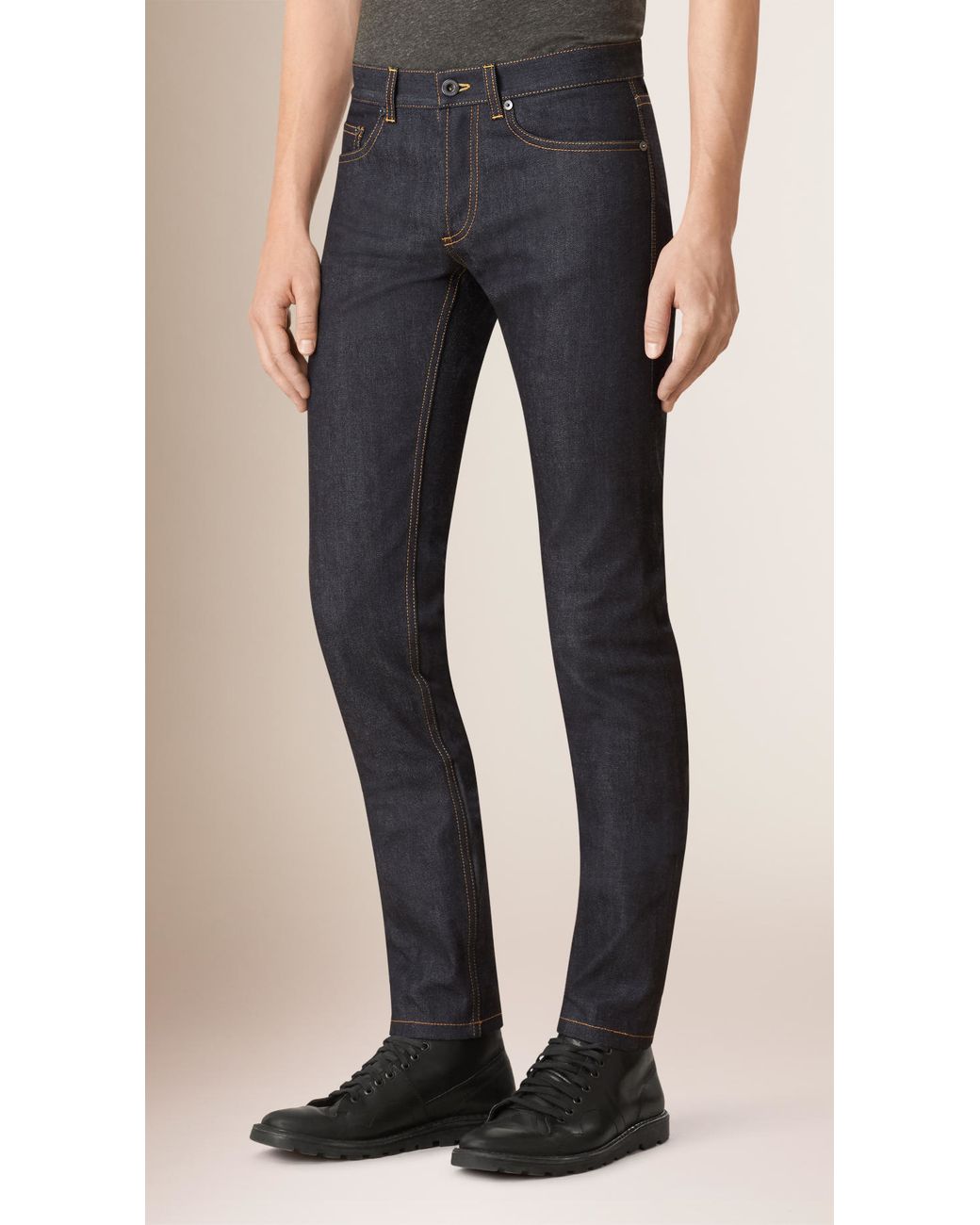 Burberry Slim Fit Japanese Selvedge Jeans in Blue for Men | Lyst