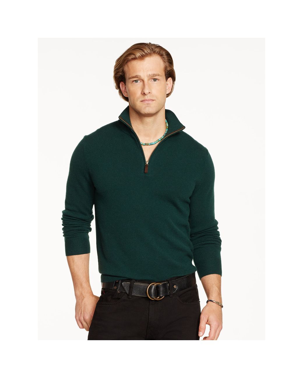 Polo Ralph Lauren Cashmere Half-Zip Sweater in Forest Green (Green) for Men  | Lyst