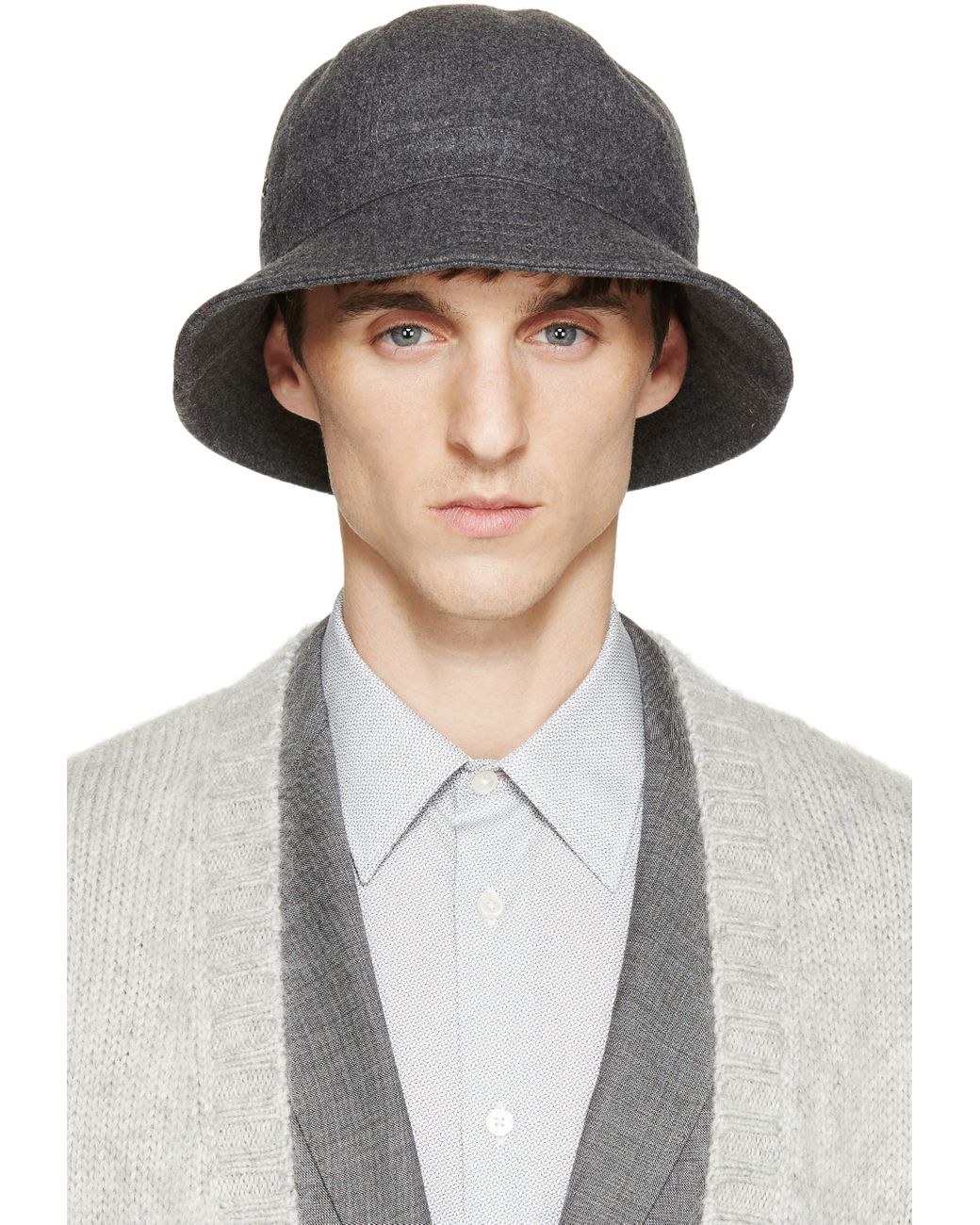 Paul Smith Grey Wool Robert Bucket Hat 