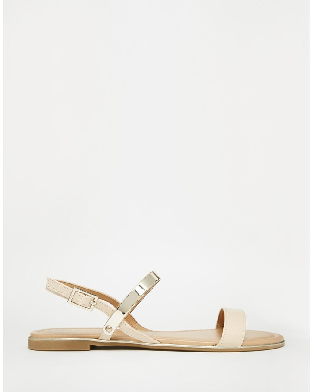 Call It Spring Gligodien Nude Double Strap Flat Sandals in Natural | Lyst