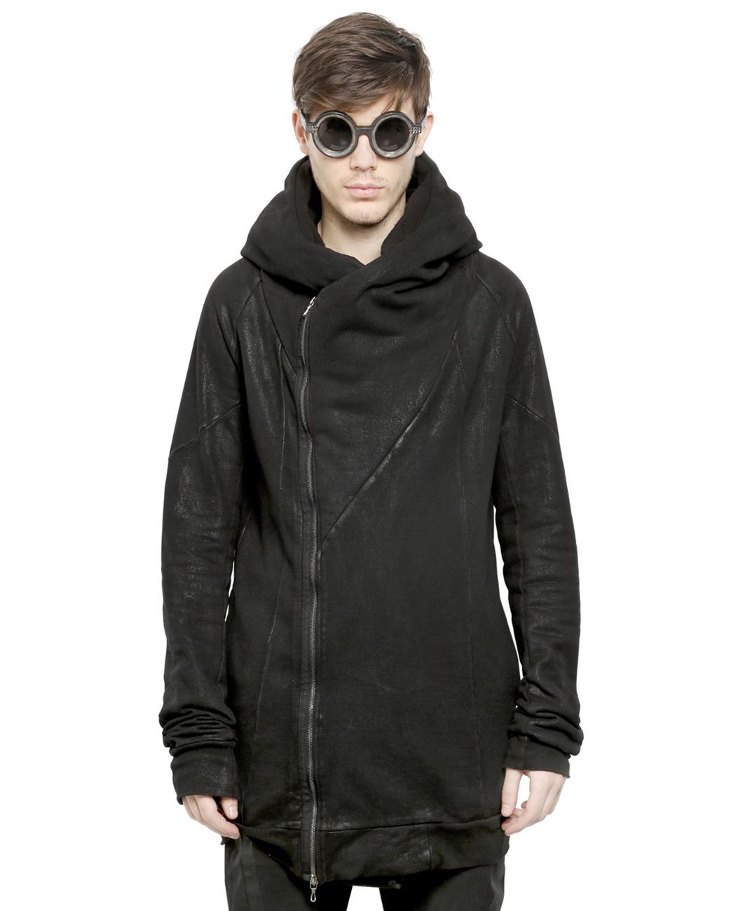Julius Hooded Waxed Cotton Sweatshirt in Black for Men Lyst