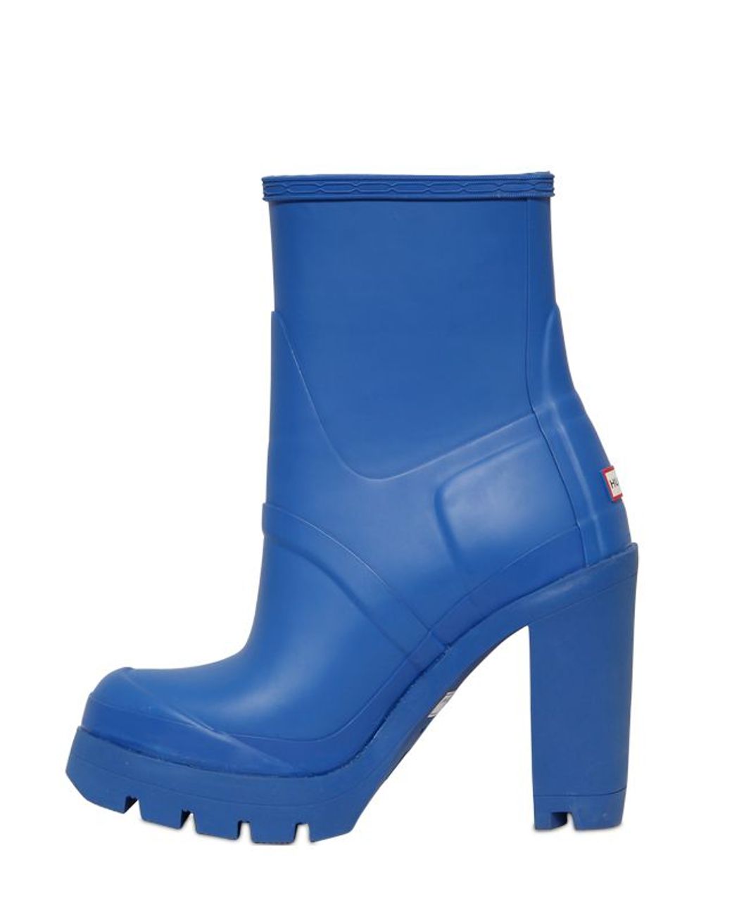 HUNTER 110mm High Heel Rubber Ankle Boots in Blue Lyst