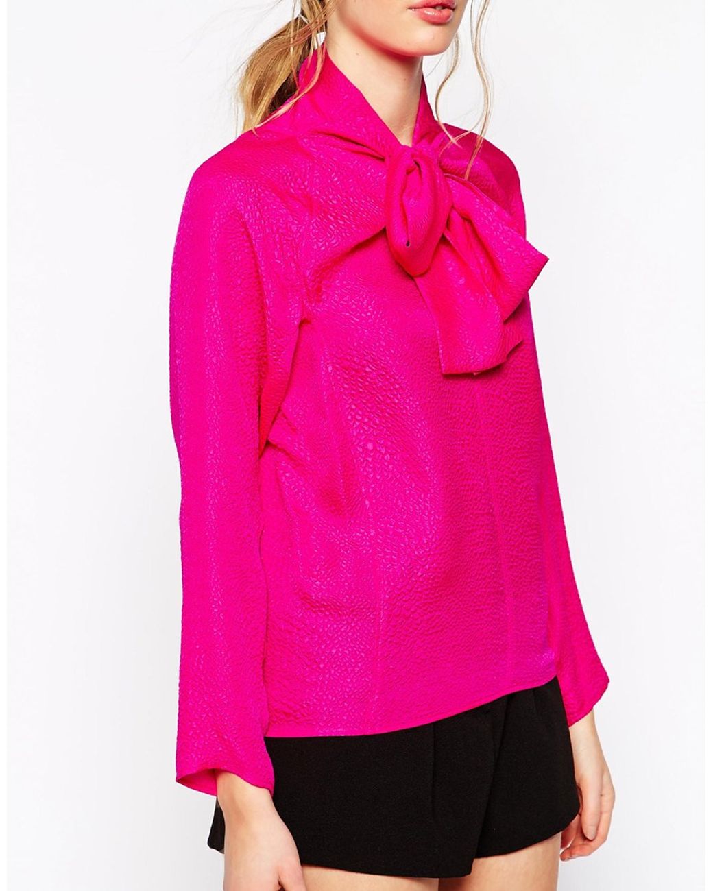 See By Chloé Tie Neck Blouse in Pink Lyst
